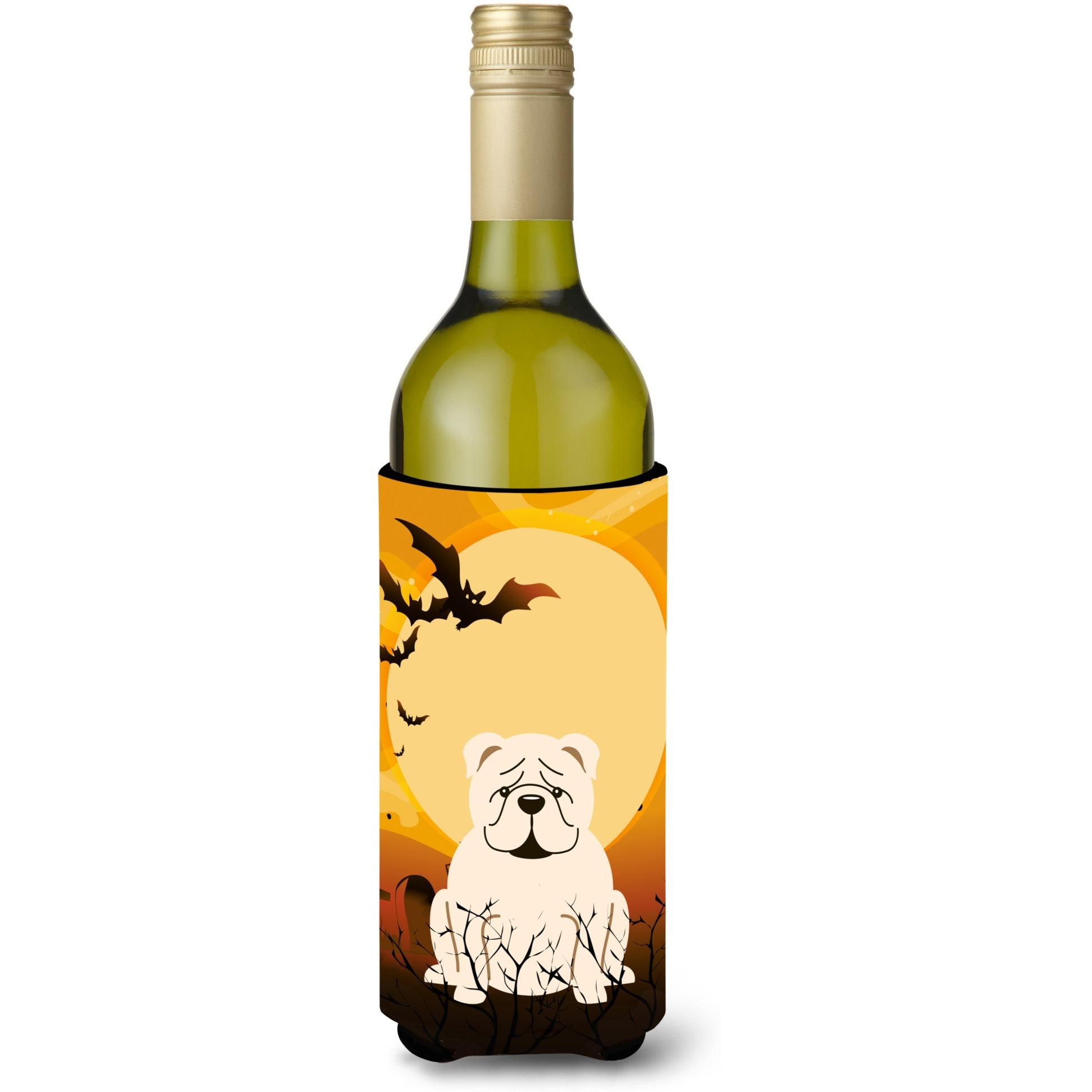 &quotCaroline's Treasures BB4389LITERK Halloween English Bulldog White Wine Bottle Beverage Insulator Hugger, 750ml, Multicolor"