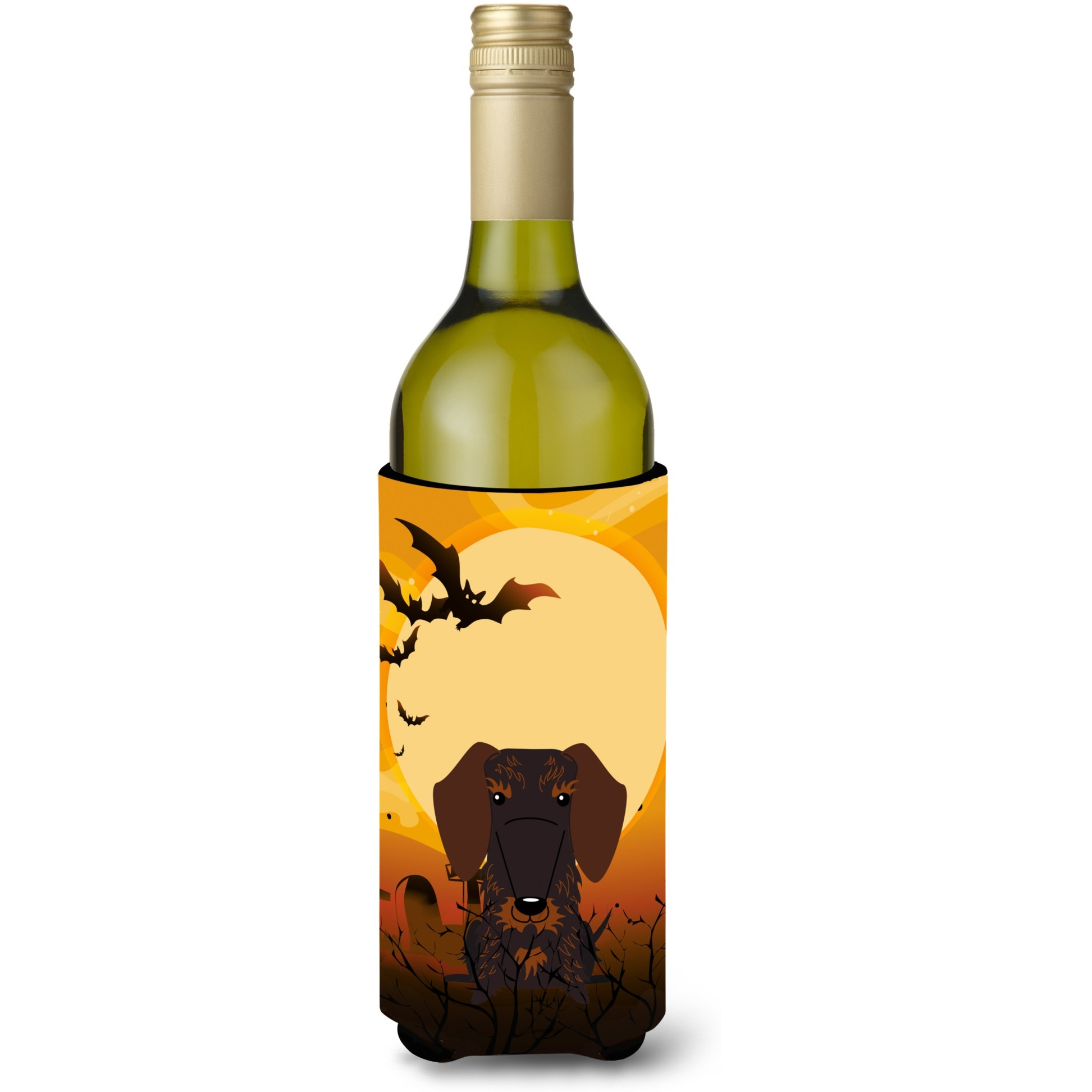 &quotCaroline's Treasures BB4395LITERK Halloween Wire Haired Dachshund Chocolate Wine Bottle Beverage Insulator Hugger, 750ml, Multicolor"