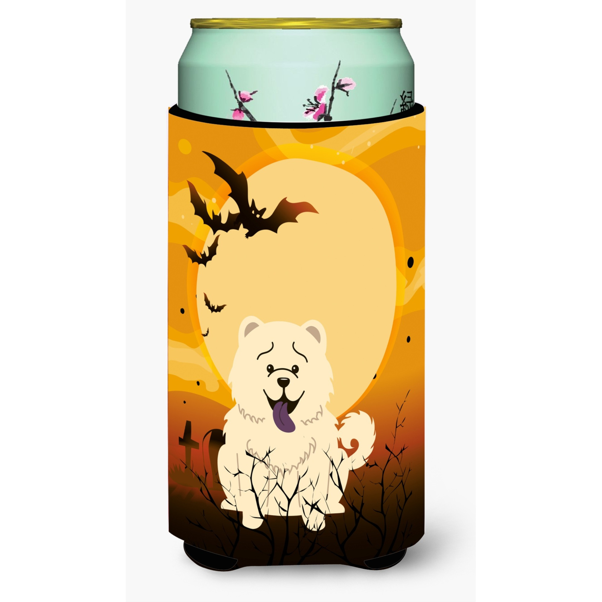 &quotCaroline's Treasures Halloween Chow White Tall Boy Beverage Insulator Hugger BB4406TBC, Multicolor"