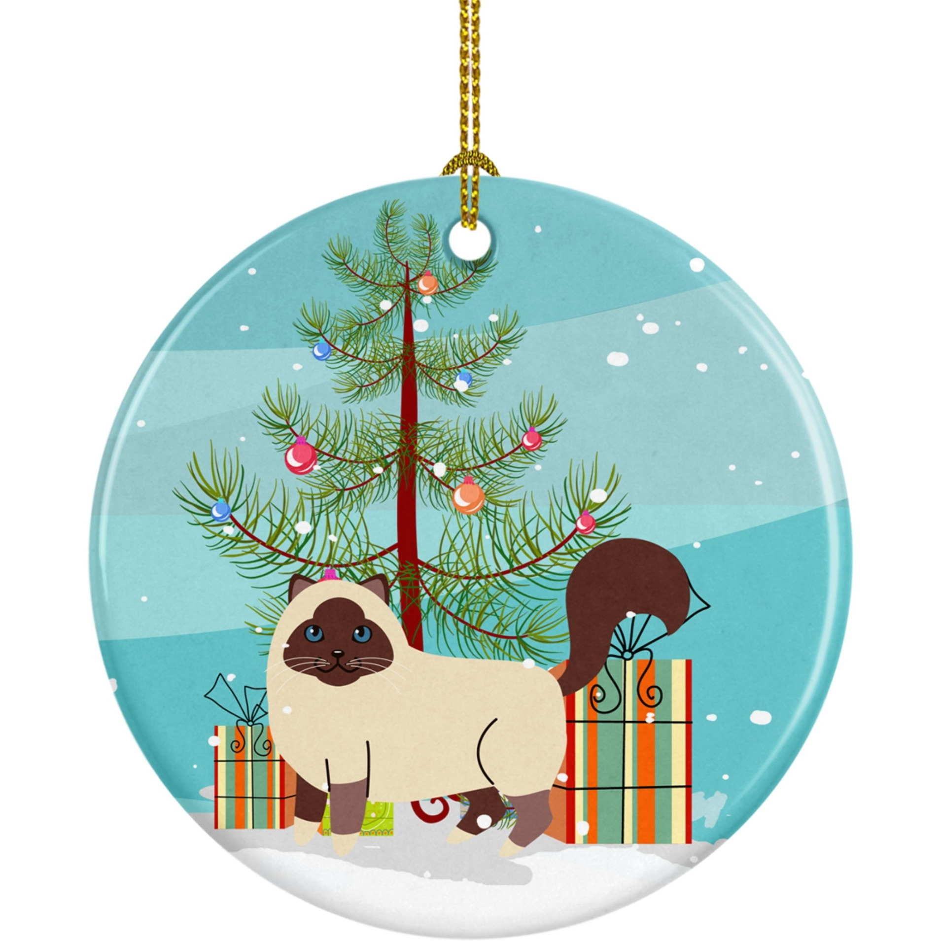 &quotCaroline's Treasures Birman Cat Merry Christmas Tree Ceramic Ornament, Multicolor"