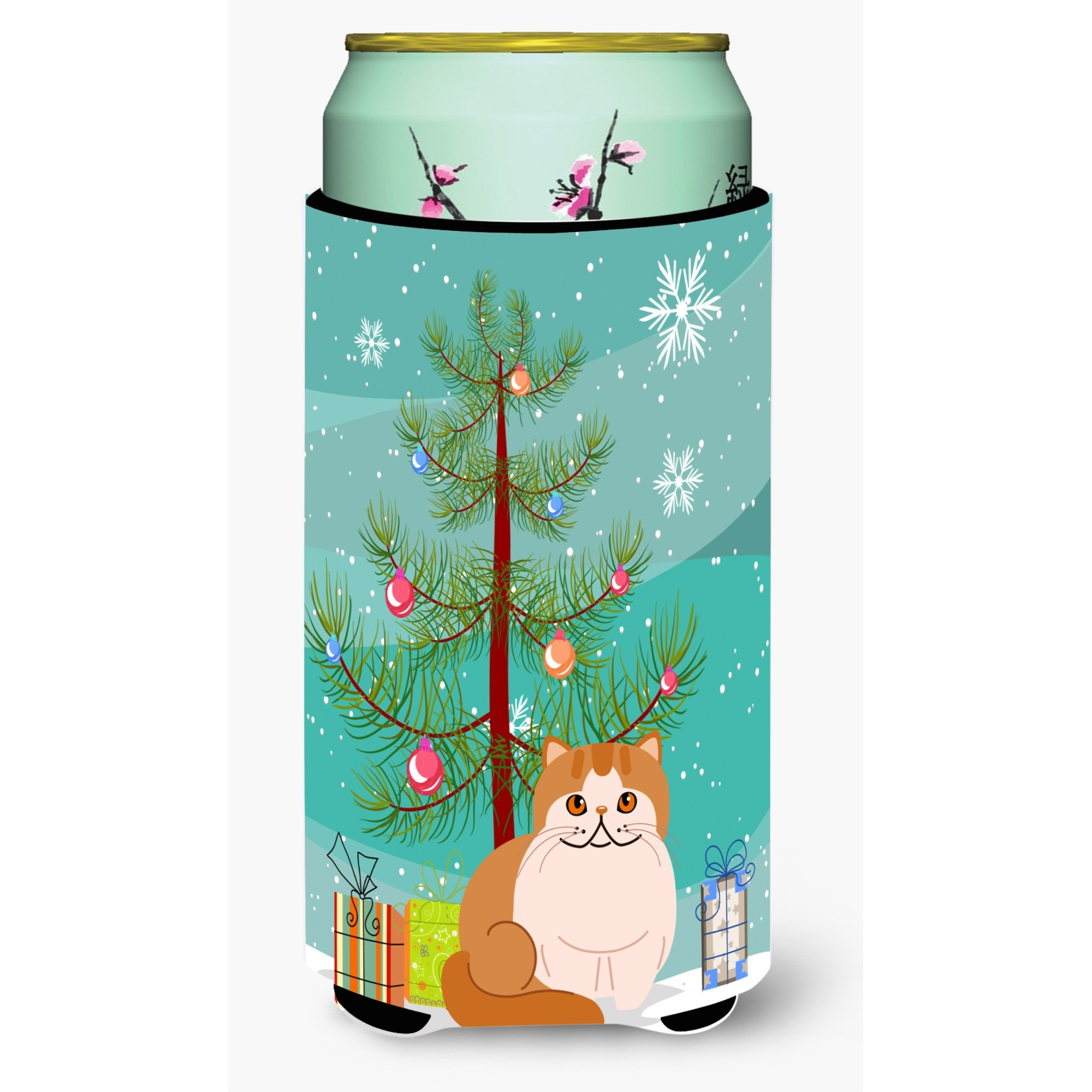&quotCaroline's Treasures Exotic Shorthair Cat Merry Christmas Tree Tall Boy Beverage Insulator Hugger, Multicolor"