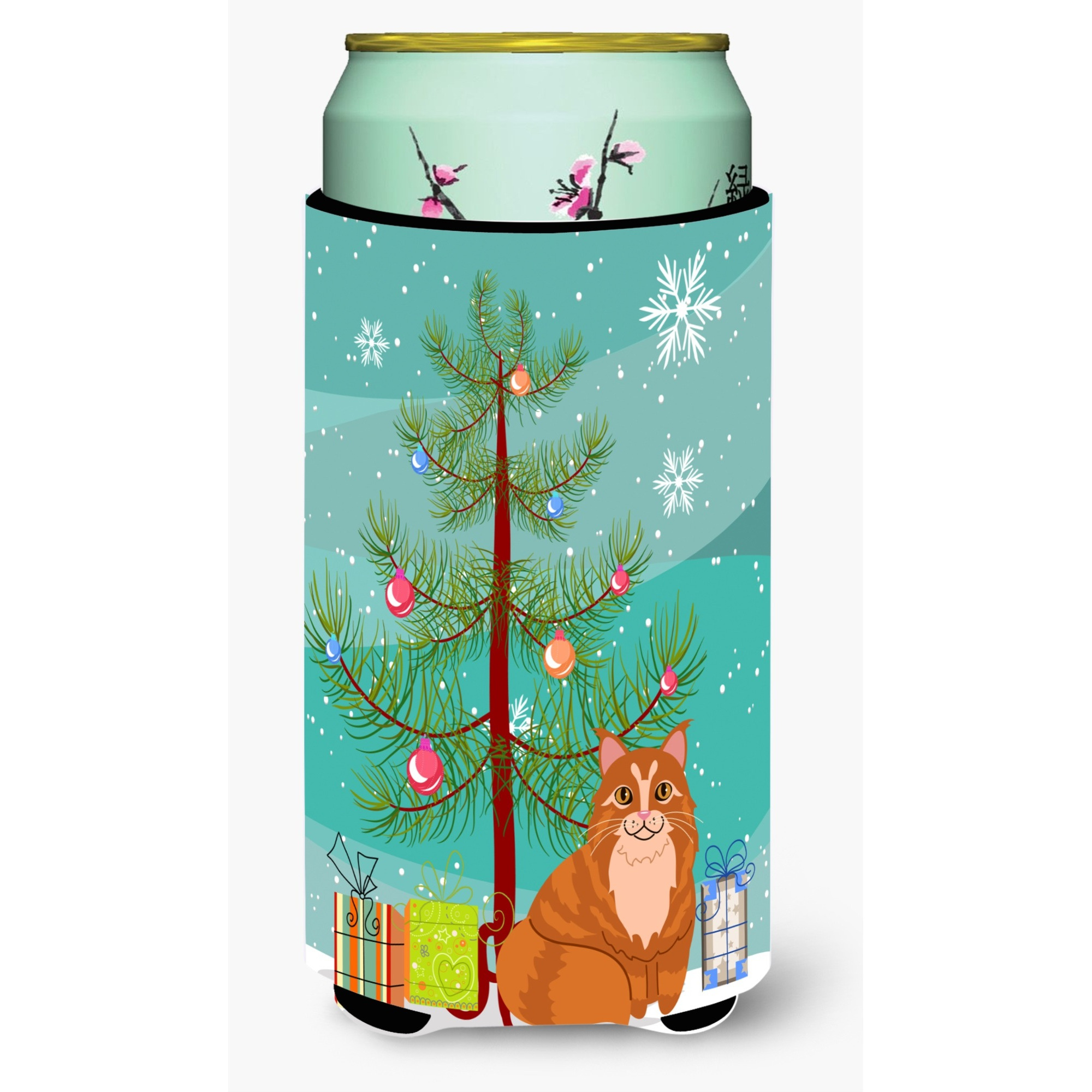 &quotCaroline's Treasures Maine Coon Cat Merry Christmas Tree Tall Boy Beverage Insulator Hugger, Multicolor"