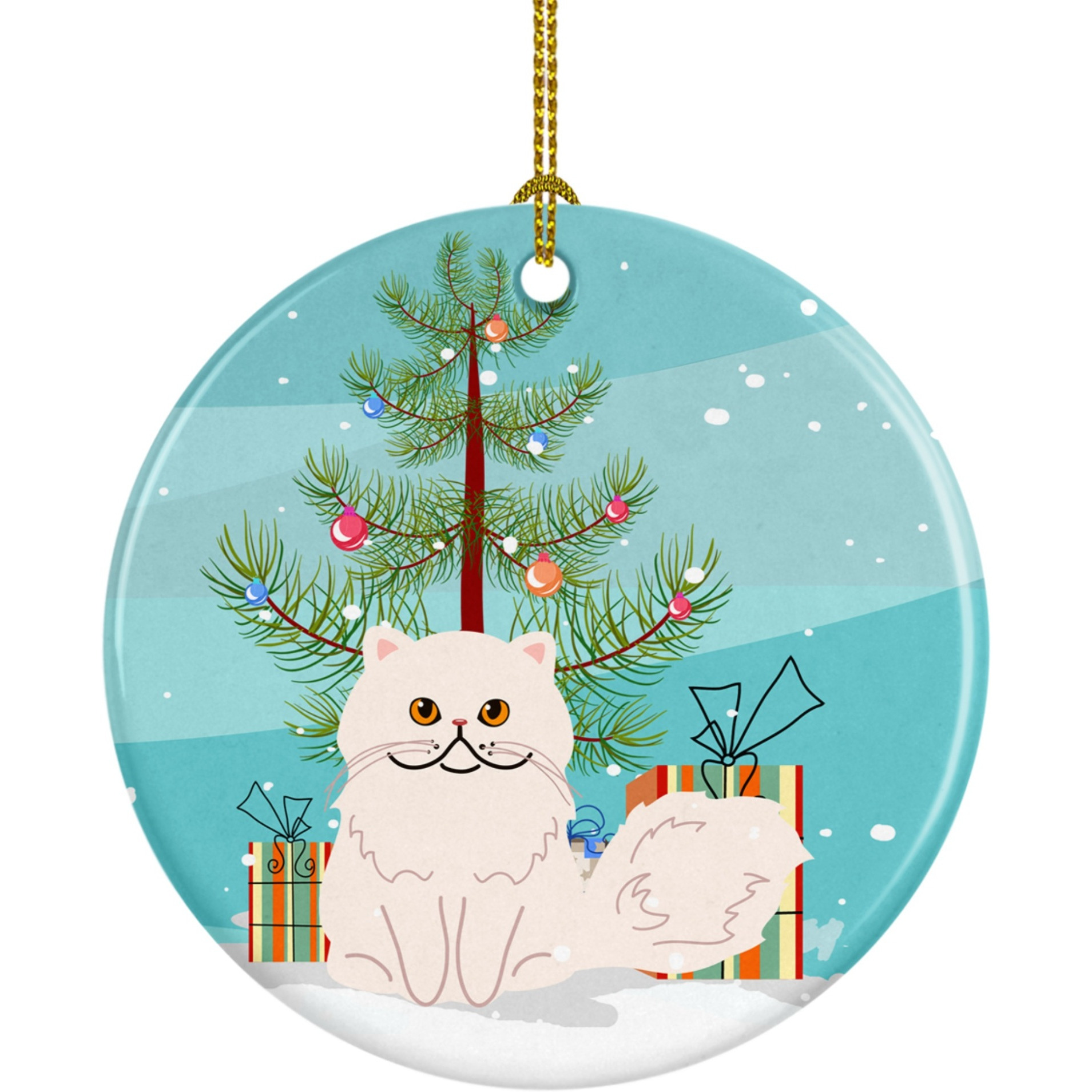 &quotCaroline's Treasures Persian Cat Merry Christmas Tree Ceramic Ornament, Multicolor"