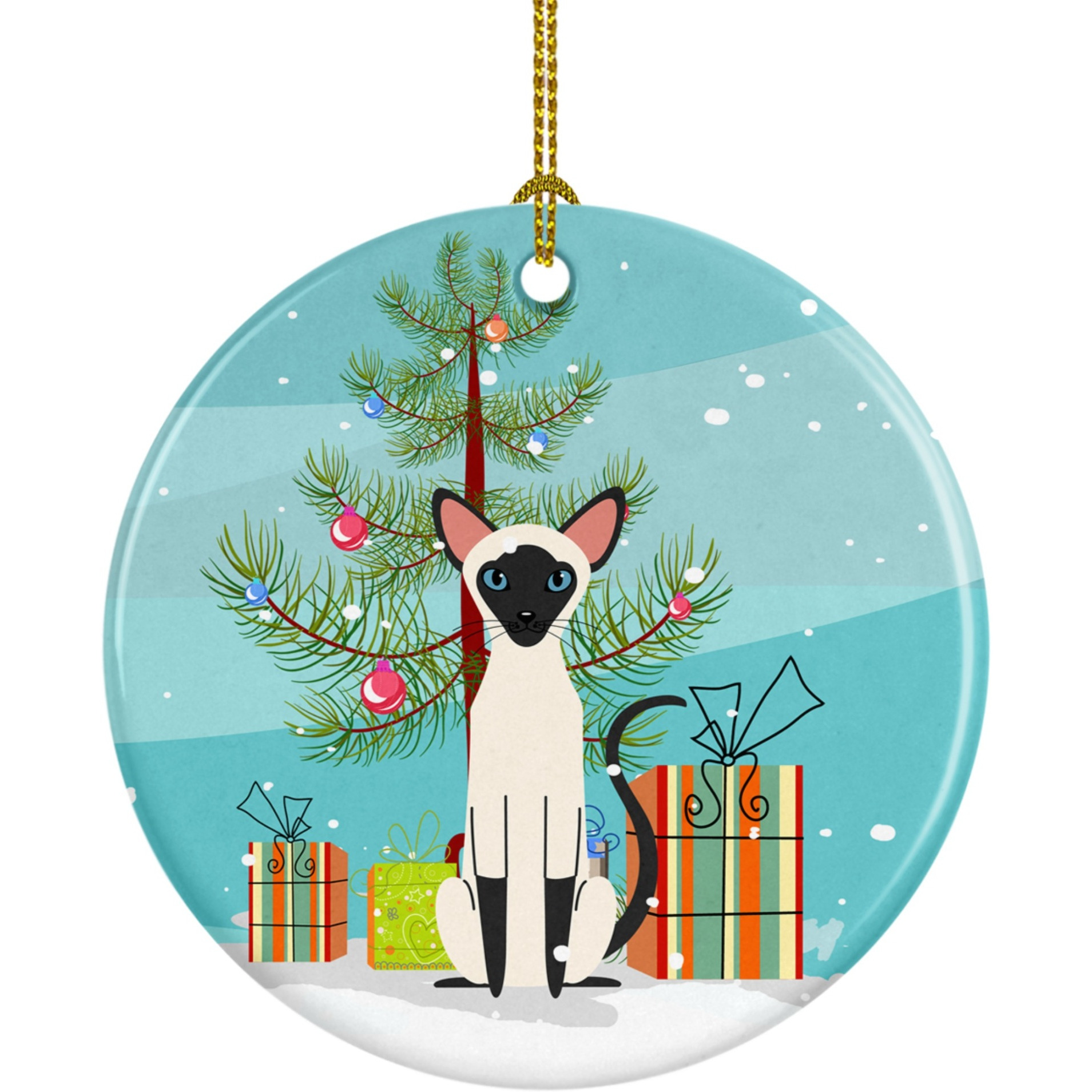 Caroline's Treasures Siamese Cat Merry Christmas Tree Ceramic Ornament