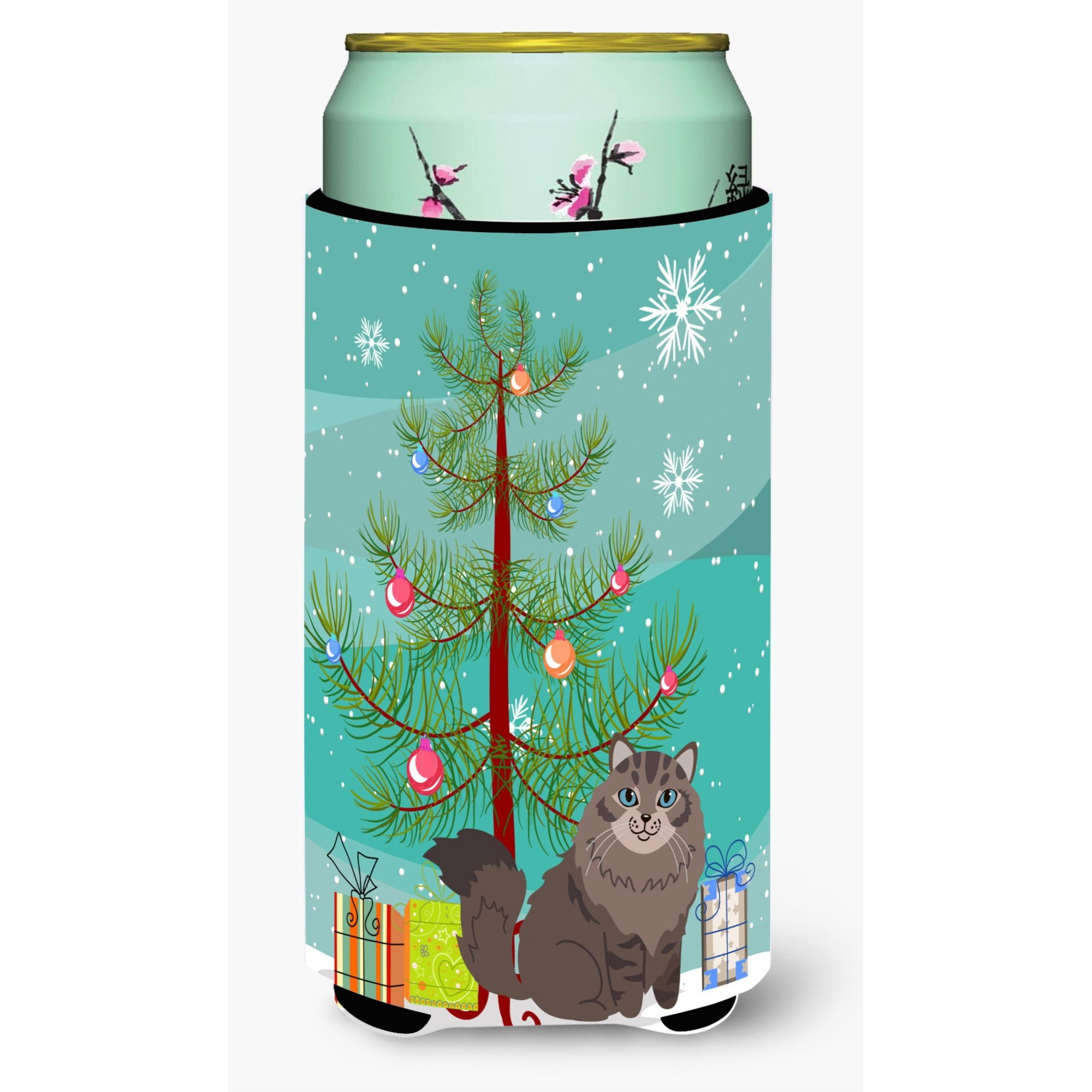 &quotCaroline's Treasures Siberian Cat Merry Christmas Tree Tall Boy Beverage Insulator Hugger, Multicolor"