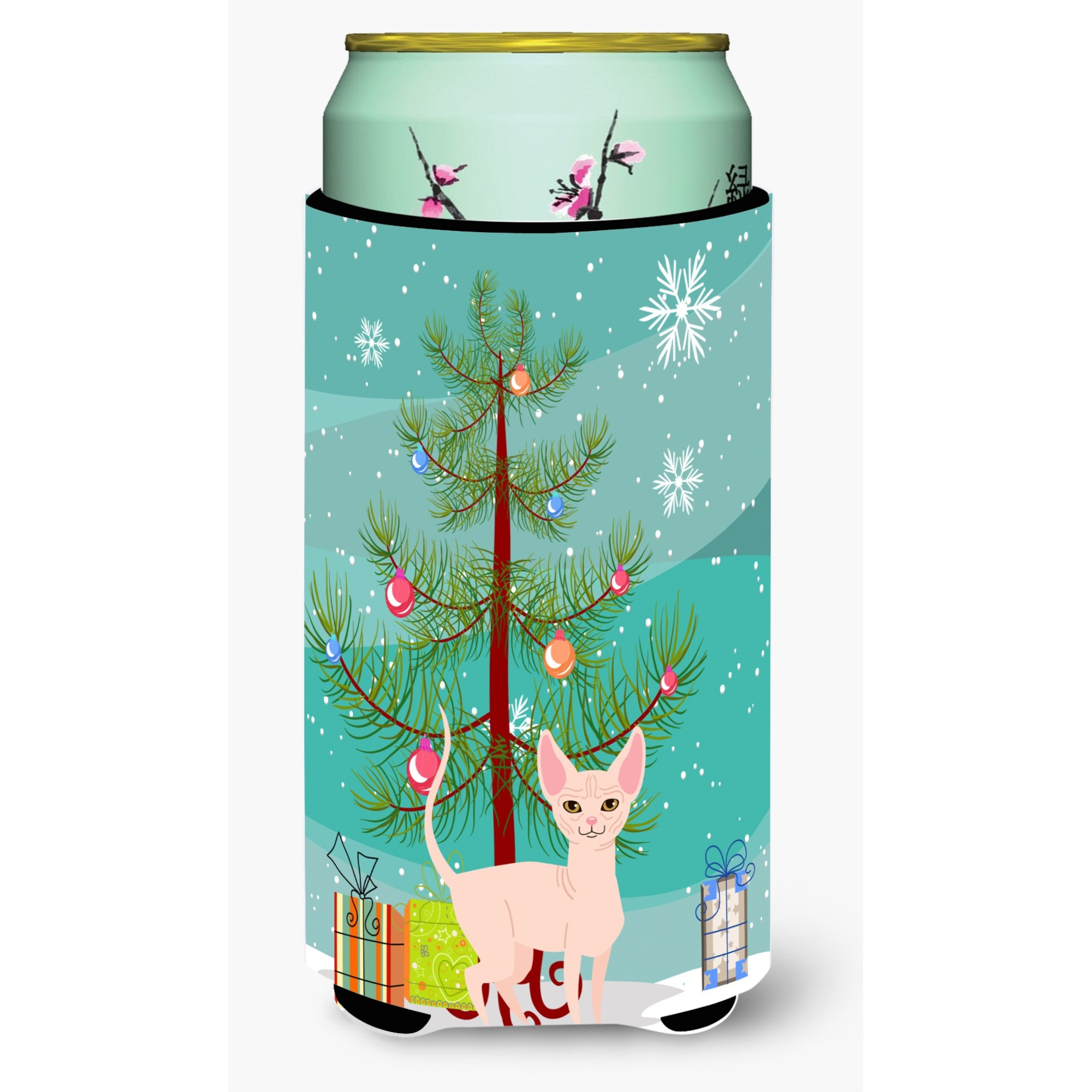 &quotCaroline's Treasures Sphynx Cat Merry Christmas Tree Tall Boy Beverage Insulator Hugger, Multicolor"