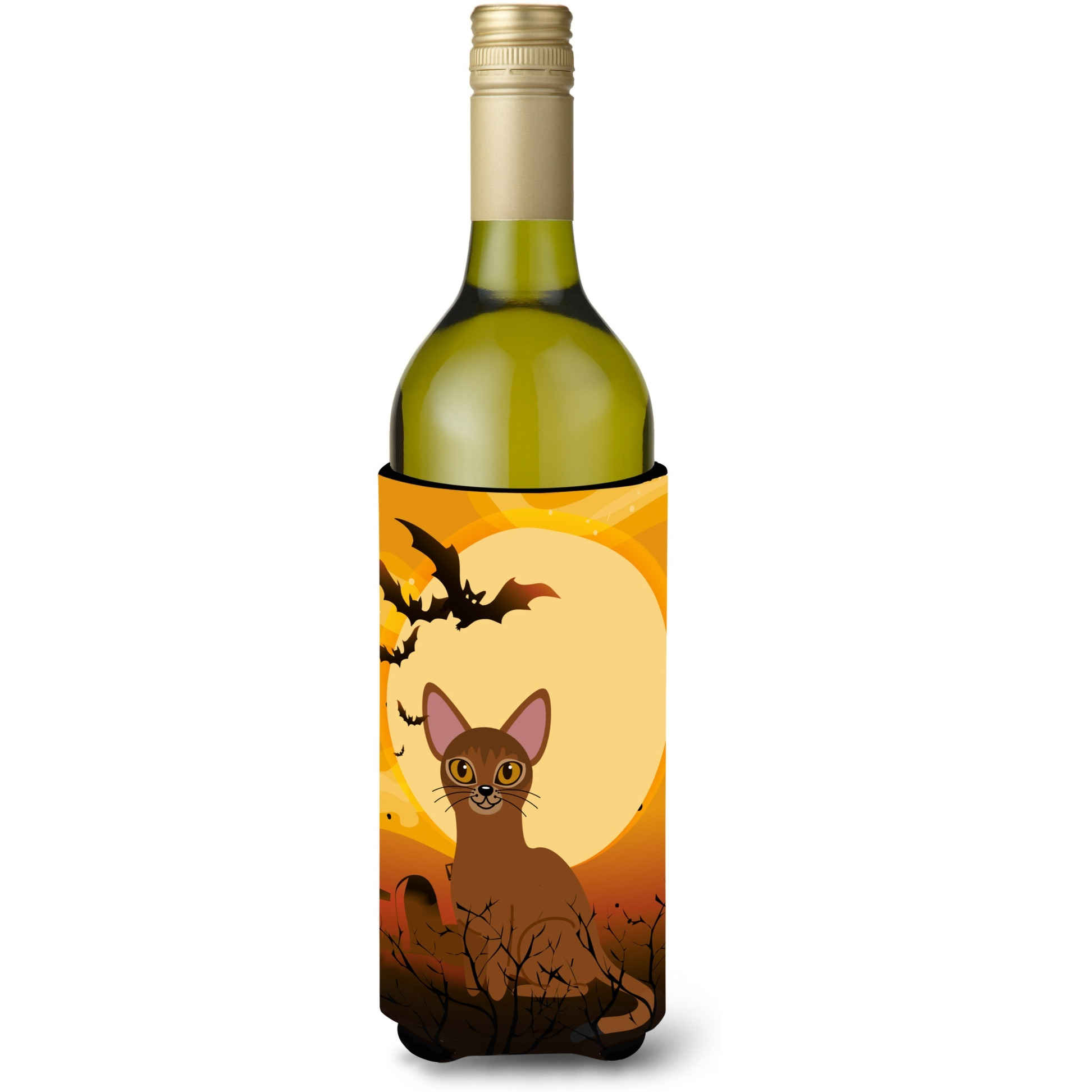 &quotCaroline's Treasures Halloween Abyssinian Cat Wine Bottle Beverage Insulator Hugger, 750 ml, Multicolor"