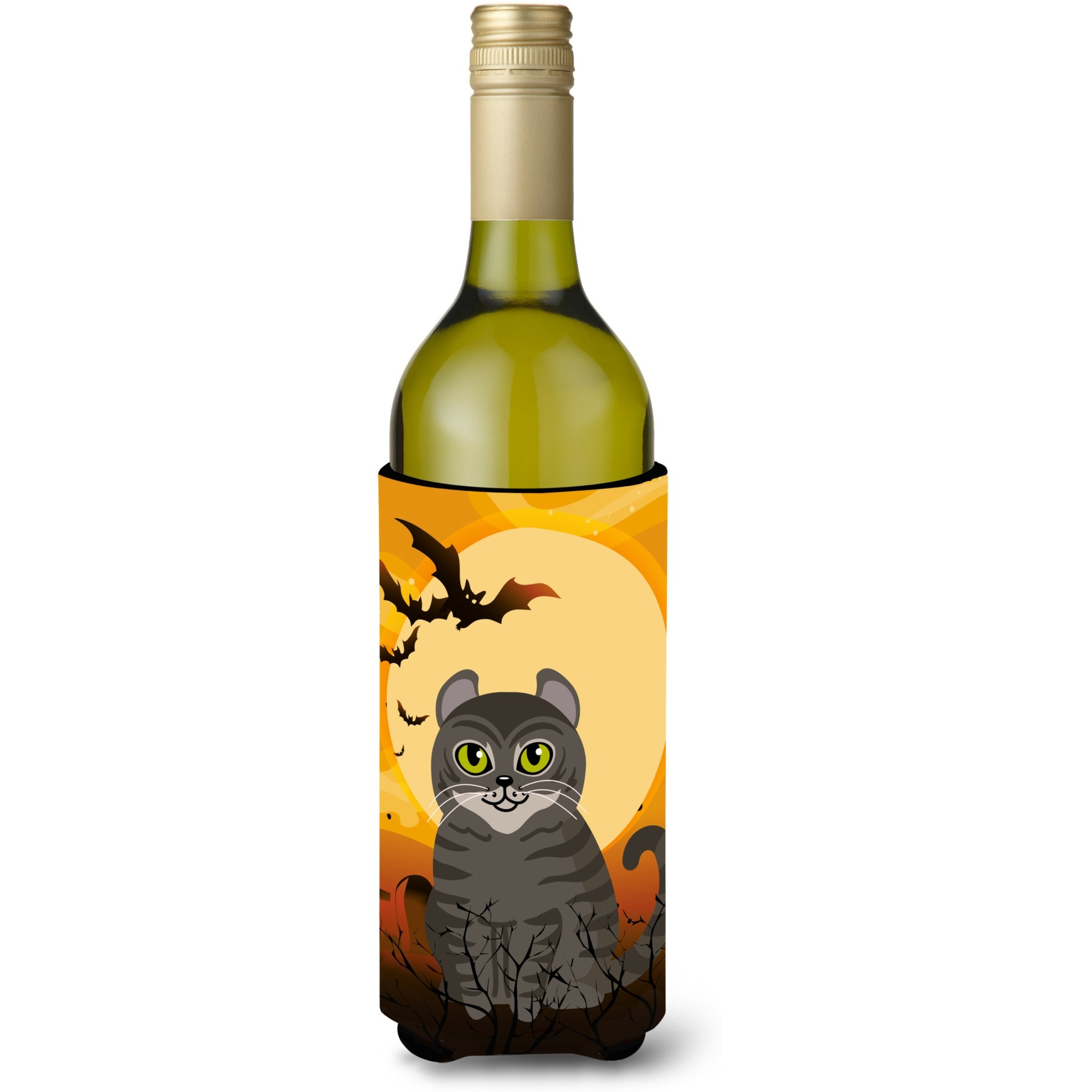 &quotCaroline's Treasures Halloween American Curl Cat Wine Bottle Beverage Insulator Hugger, 750 ml, Multicolor"