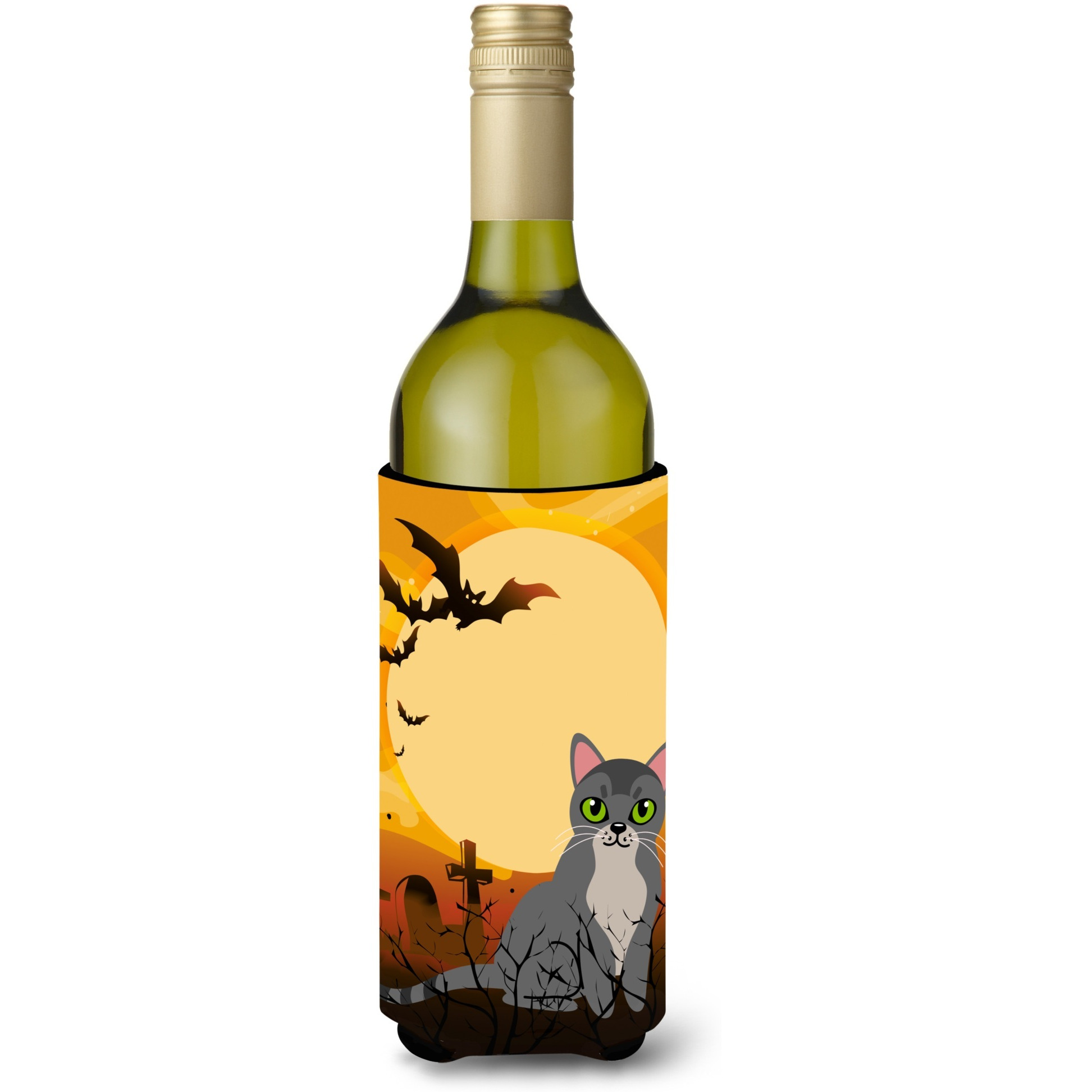 &quotCaroline's Treasures Halloween Asian Cat Wine Bottle Beverage Insulator Hugger, 750 ml, Multicolor"