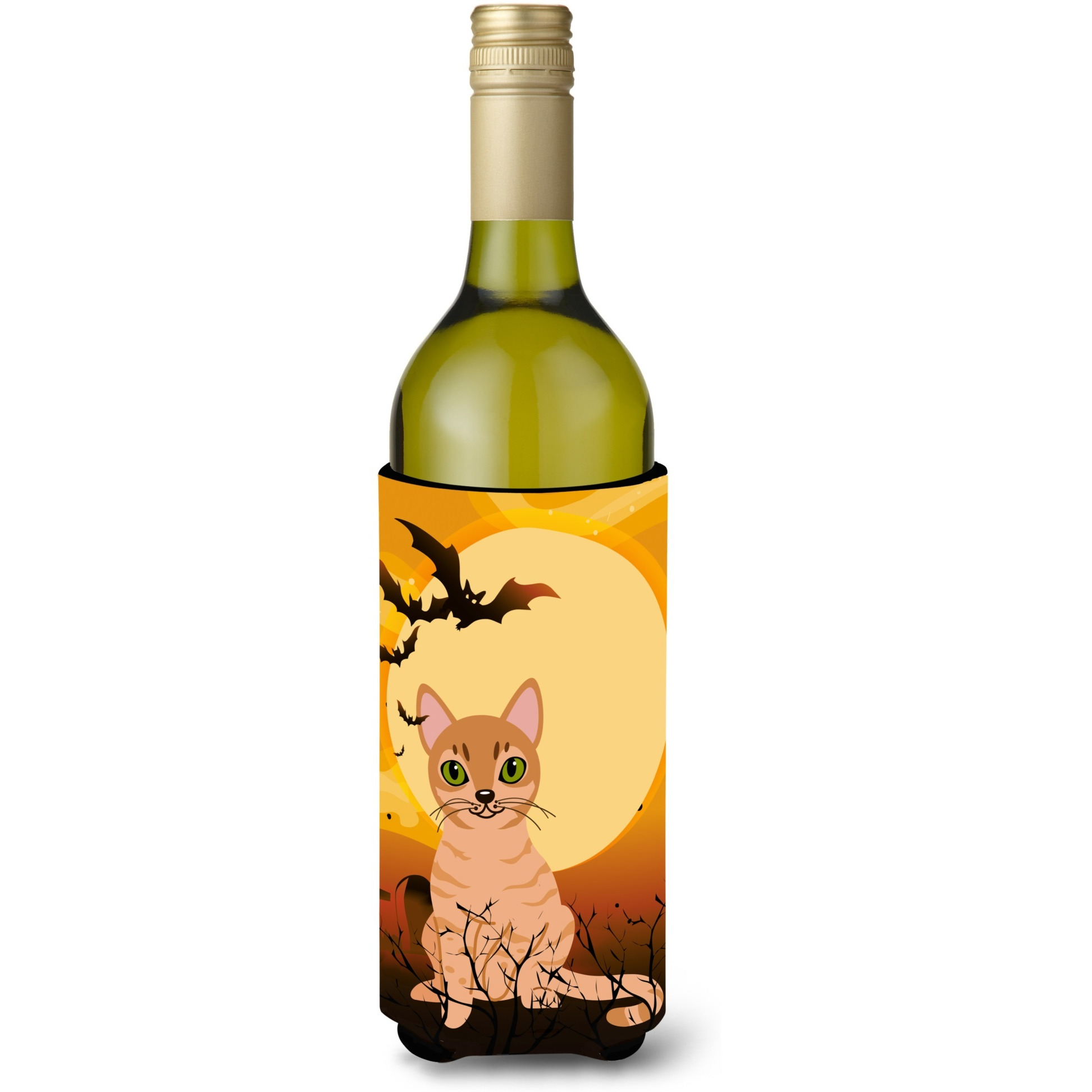 &quotCaroline's Treasures Halloween Australian Mist Cat Wine Bottle Beverage Insulator Hugger, 750 ml, Multicolor"