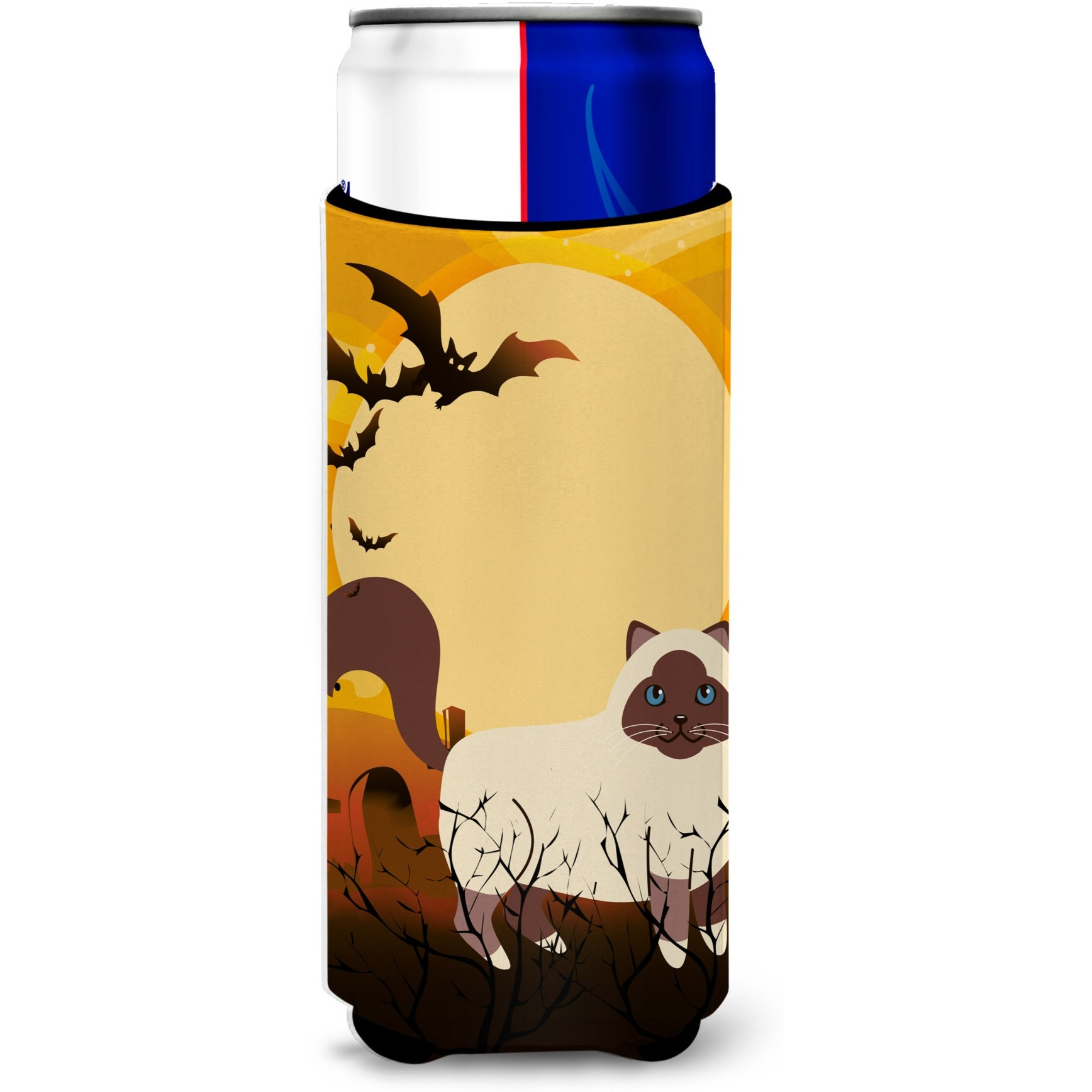&quotCaroline's Treasures Halloween Birman Cat Michelob Ultra Hugger For Slim Cans, Slim Can, Multicolor"
