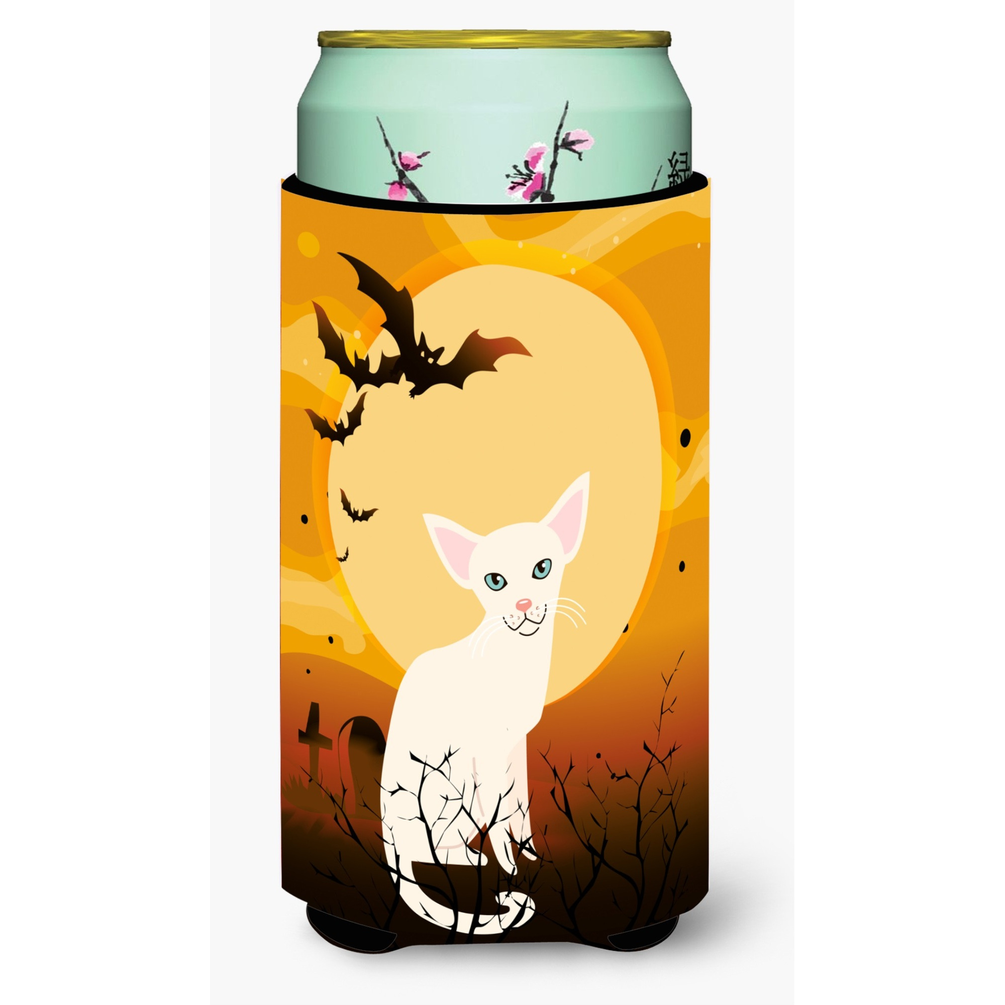 &quotCaroline's Treasures Halloween Foreign White Cat Tall Boy Beverage Insulator Hugger, Multicolor"