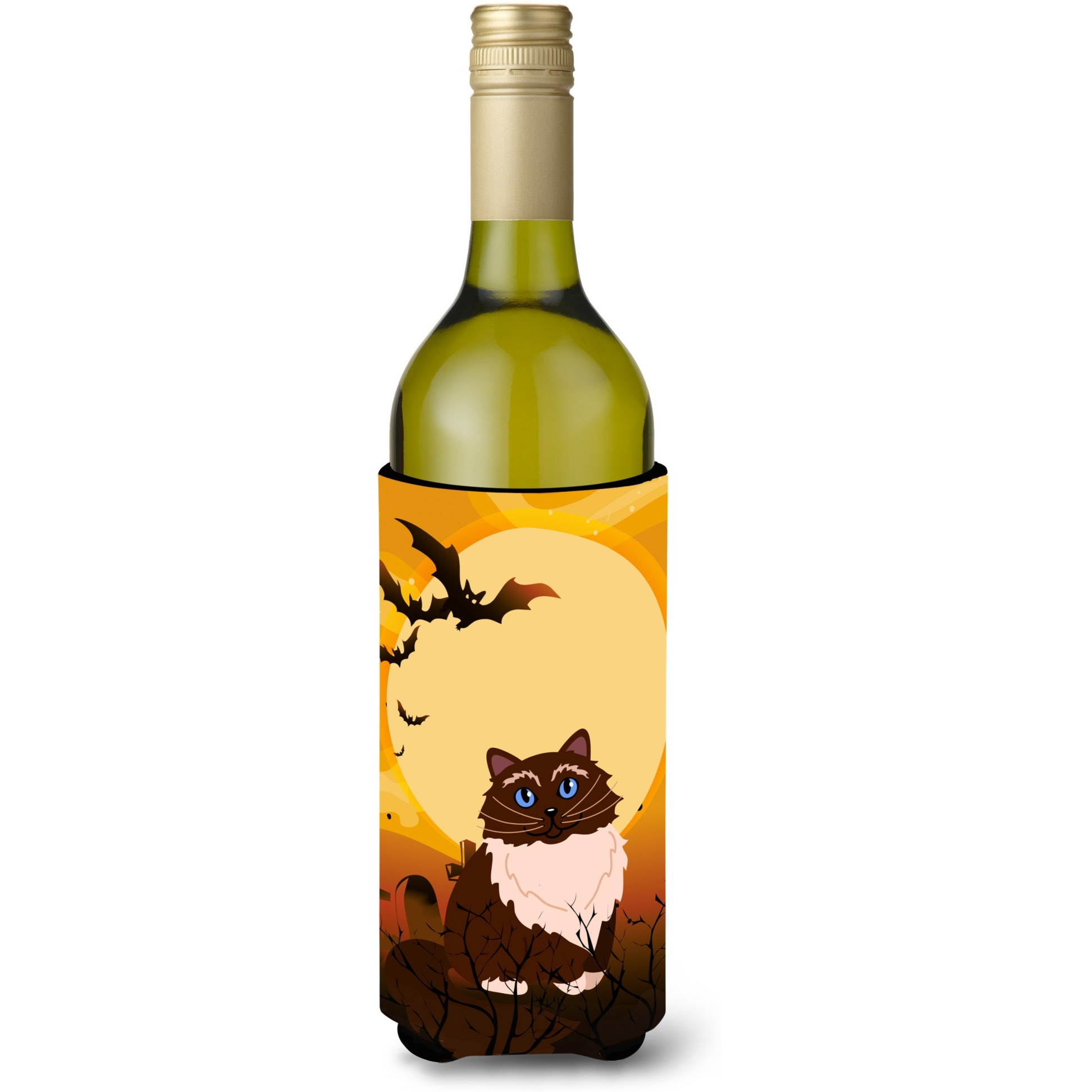 &quotCaroline's Treasures Halloween Himalayan Cat Wine Bottle Beverage Insulator Hugger, 750 ml, Multicolor"