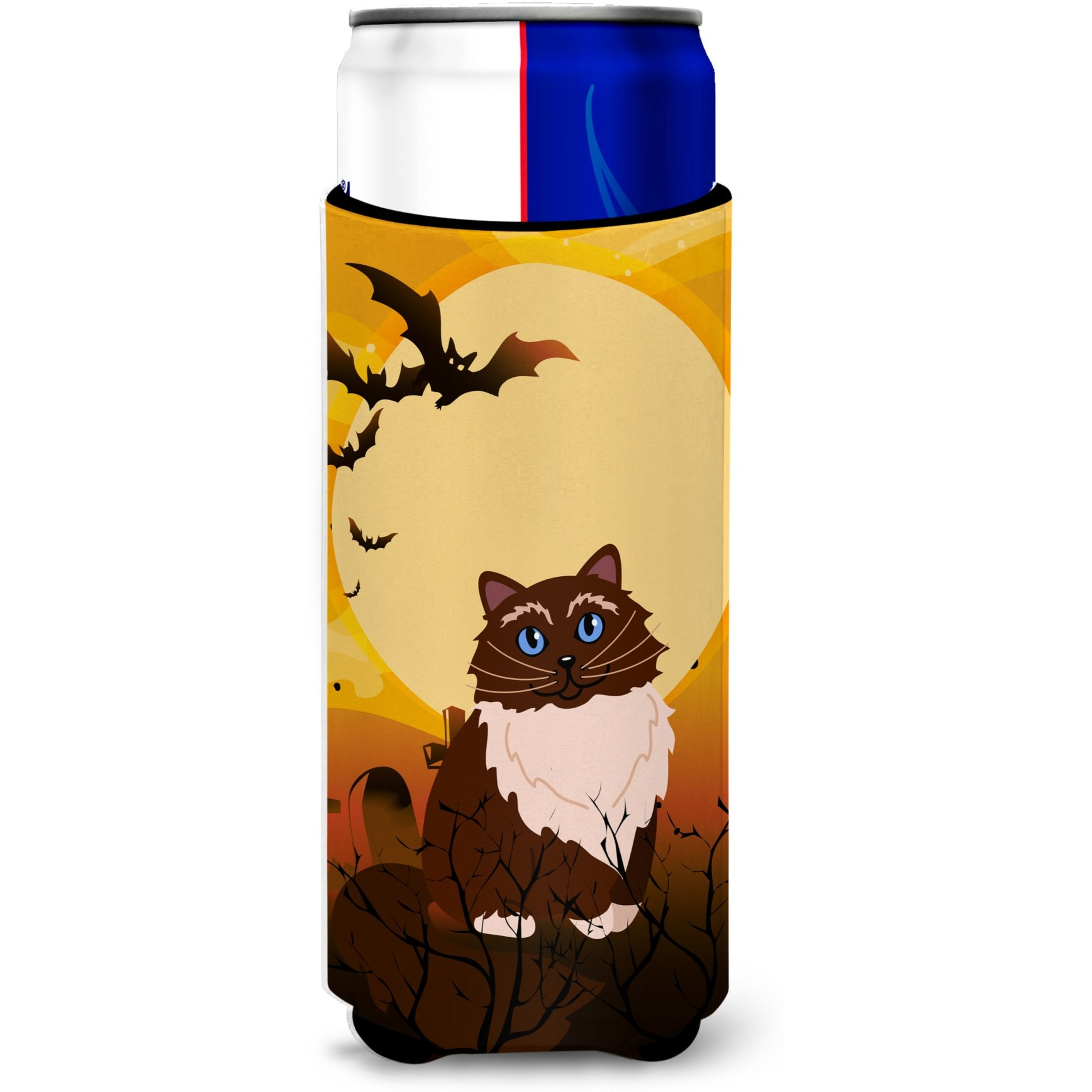 &quotCaroline's Treasures Halloween Himalayan Cat Michelob Ultra Hugger For Slim Cans, Slim Can, Multicolor"