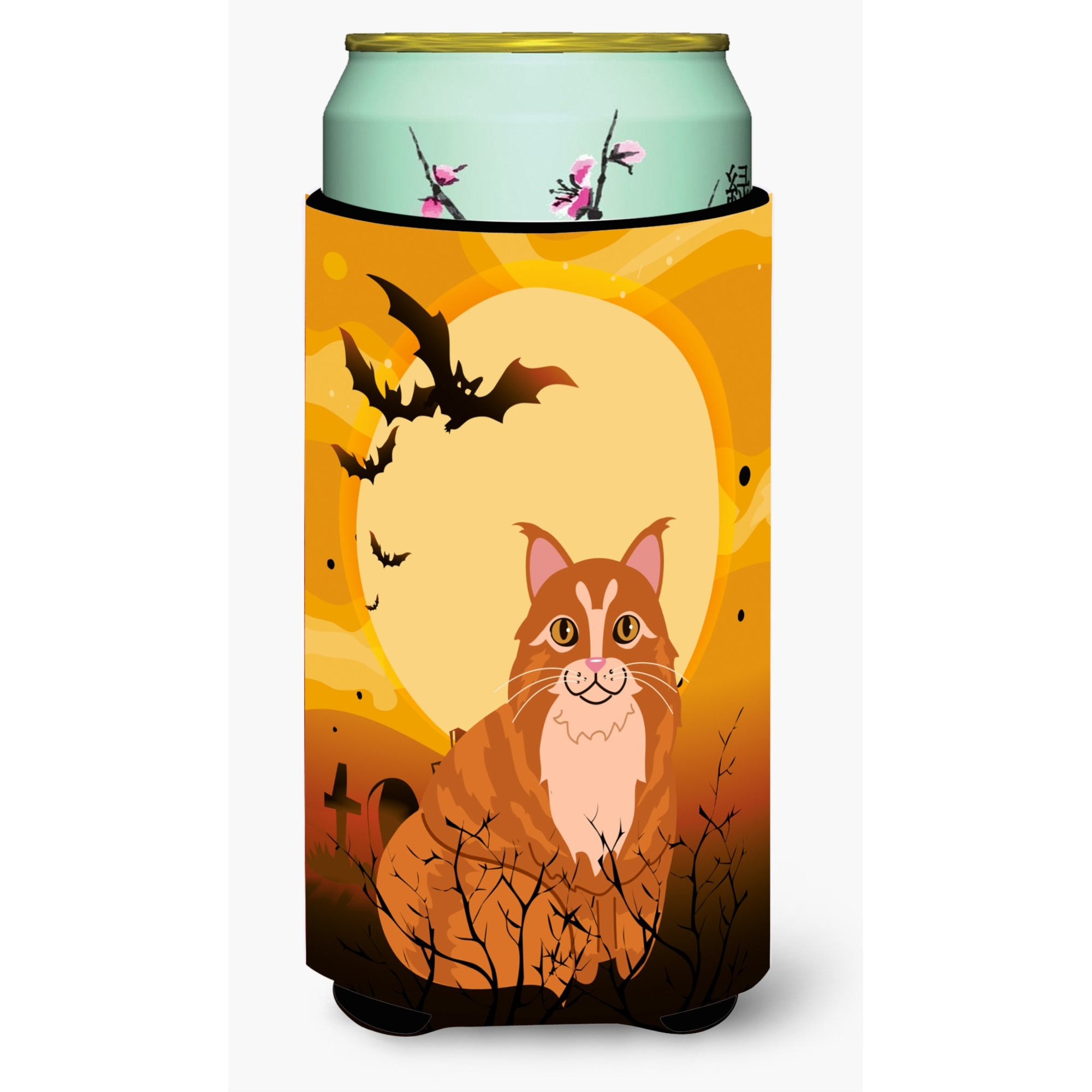 &quotCaroline's Treasures Halloween Maine Coon Cat Tall Boy Beverage Insulator Hugger, Multicolor"