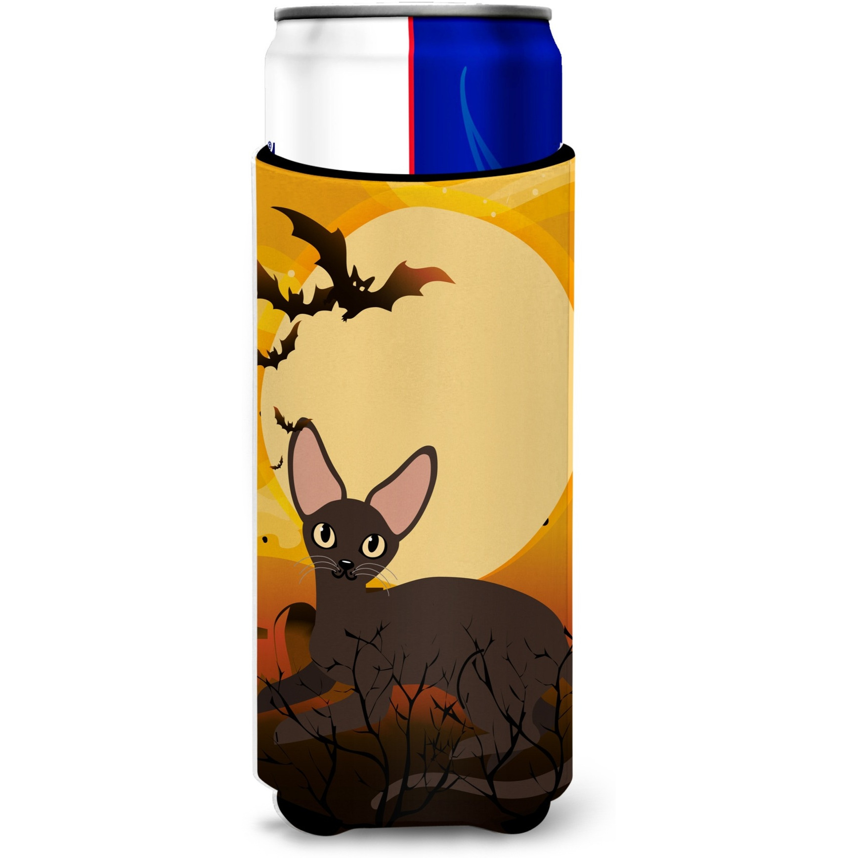 &quotCaroline's Treasures Halloween Peterbald Cat Michelob Ultra Hugger For Slim Cans, Slim Can, Multicolor"
