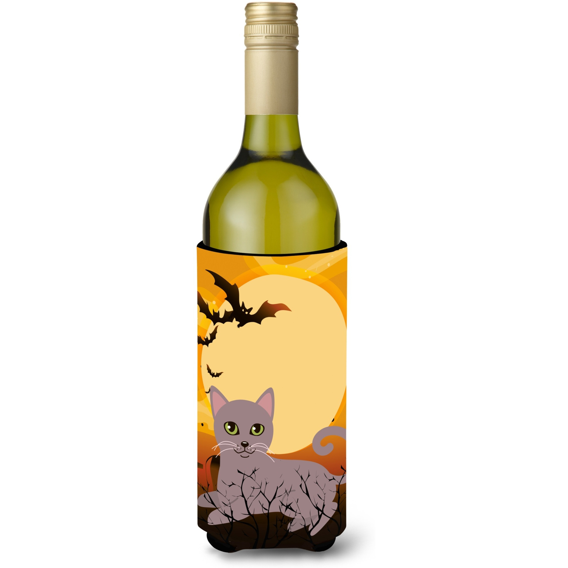 &quotCaroline's Treasures Halloween Russian Blue Cat Wine Bottle Beverage Insulator Hugger, 750 ml, Multicolor"