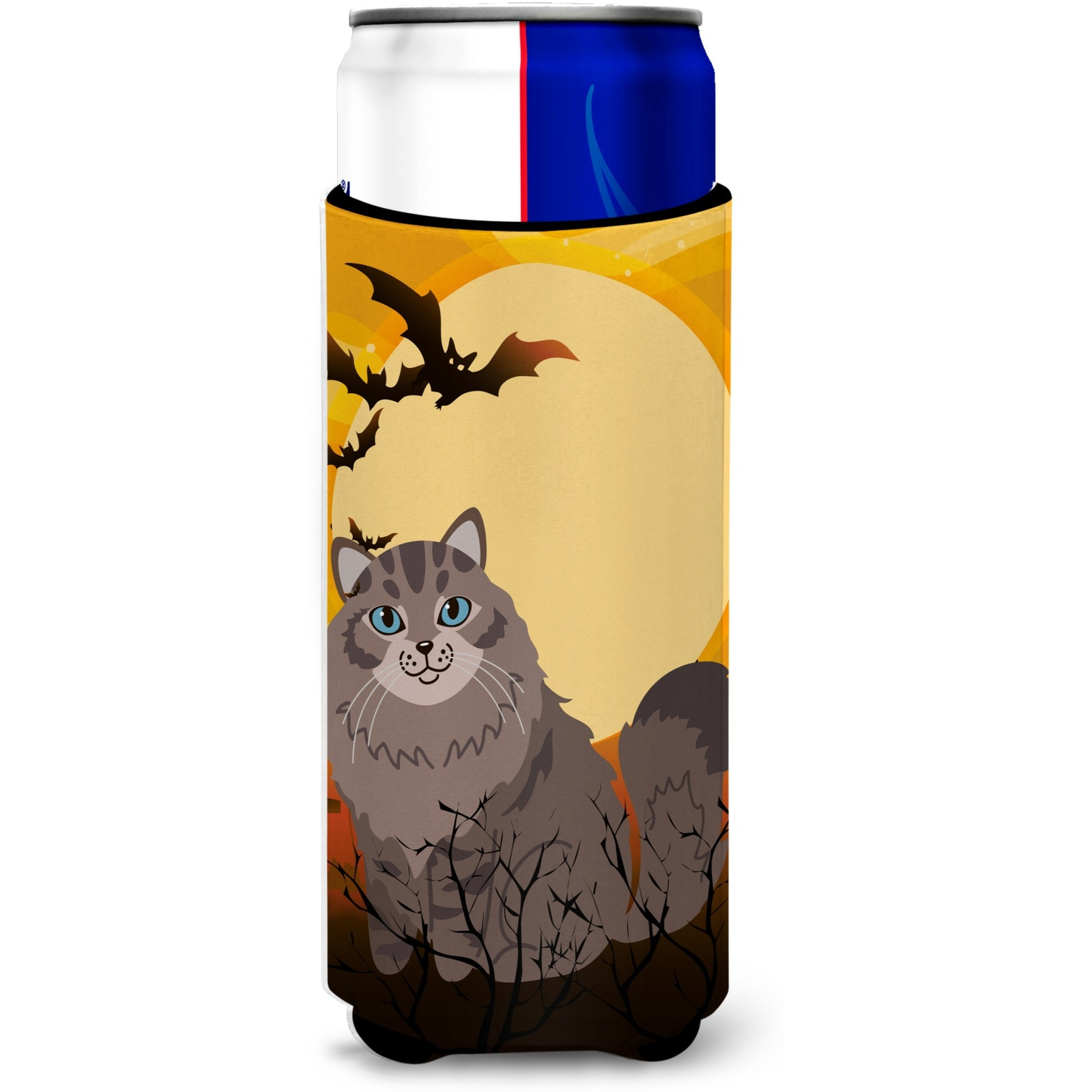 &quotCaroline's Treasures Halloween Siberian Cat Michelob Ultra Hugger For Slim Cans, Slim Can, Multicolor"