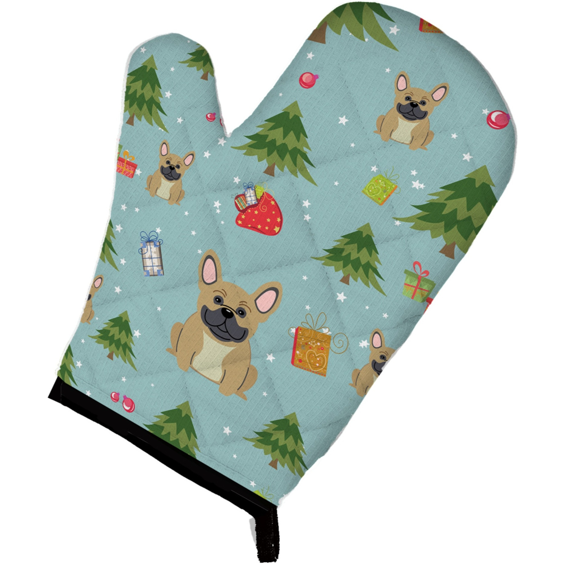 &quotCaroline's Treasures BB4670OVMT Christmas French Bulldog Cream Oven Mitt, 12"" by 8.5"", Multicolor"