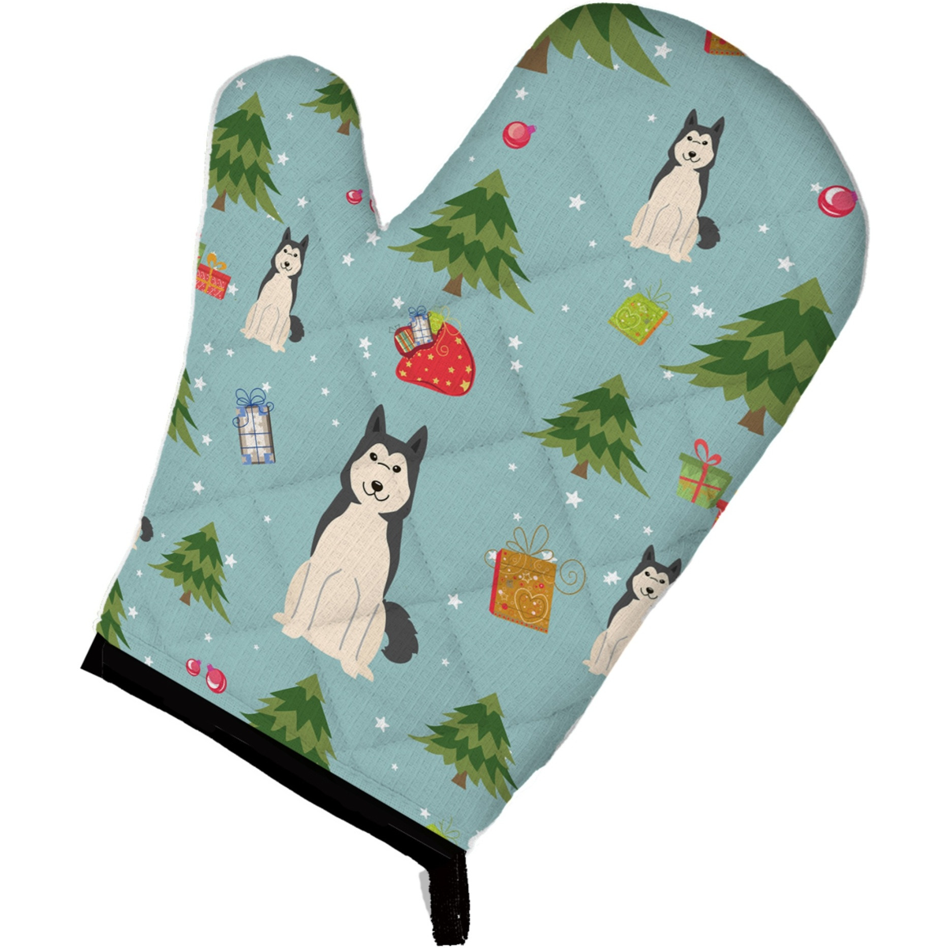 &quotCaroline's Treasures BB4685OVMT Christmas West Siberian Laika Spitz Oven Mitt, 12"" by 8.5"", Multicolor"