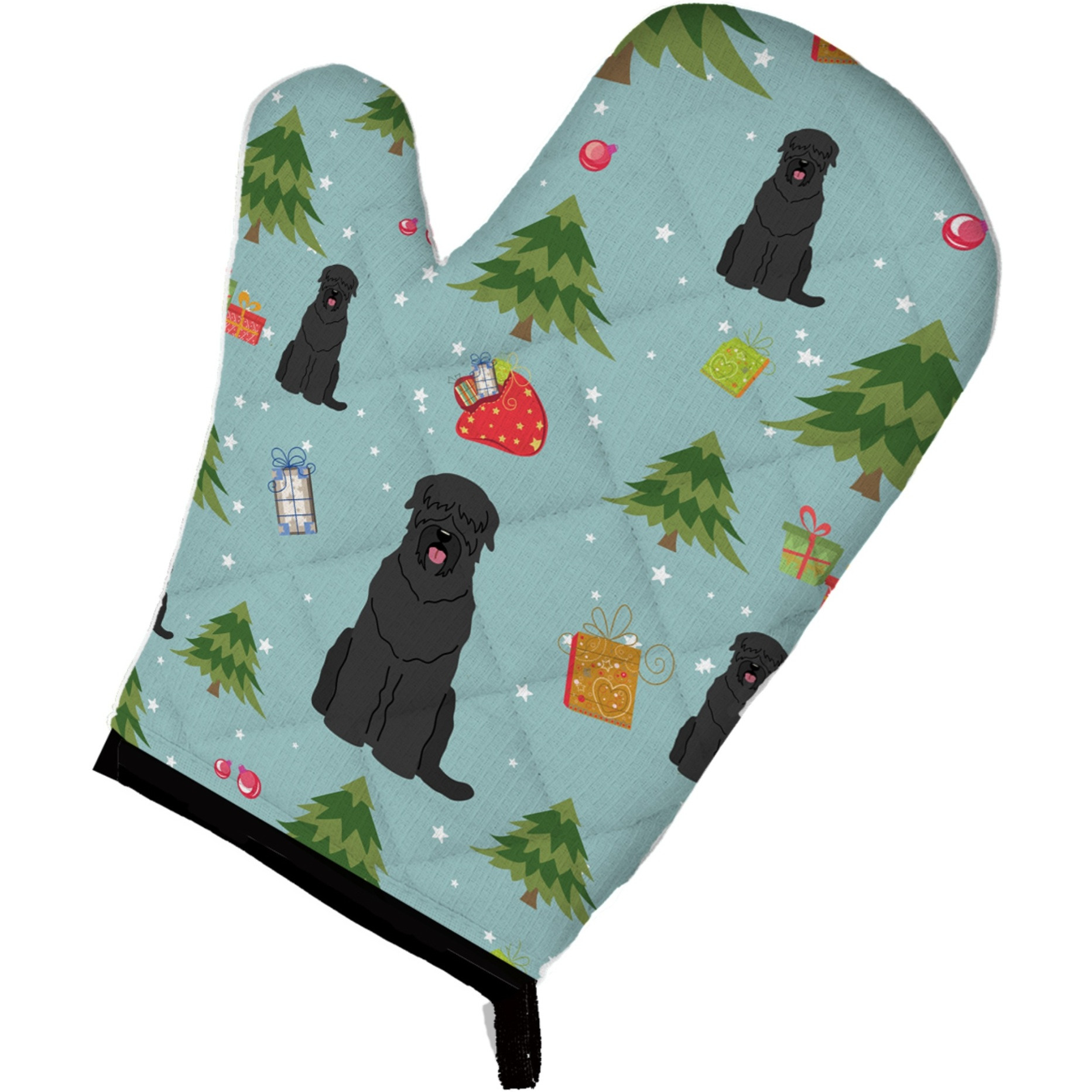 &quotCaroline's Treasures BB4686OVMT Christmas Black Russian Terrier Oven Mitt, 12"" by 8.5"", Multicolor"