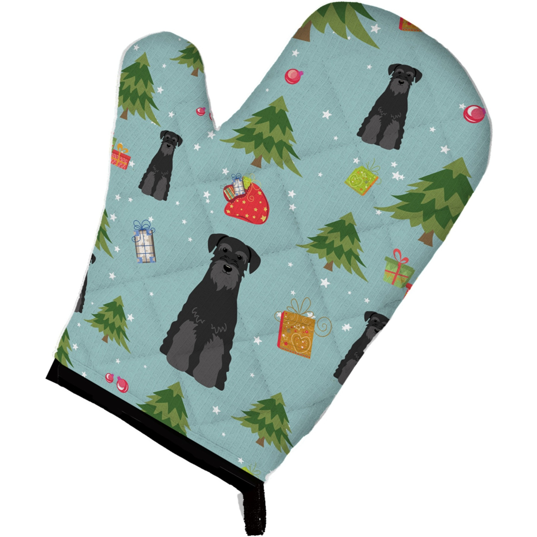 &quotCaroline's Treasures BB4692OVMT Christmas Standard Schnauzer Black Oven Mitt, 12"" by 8.5"", Multicolor"