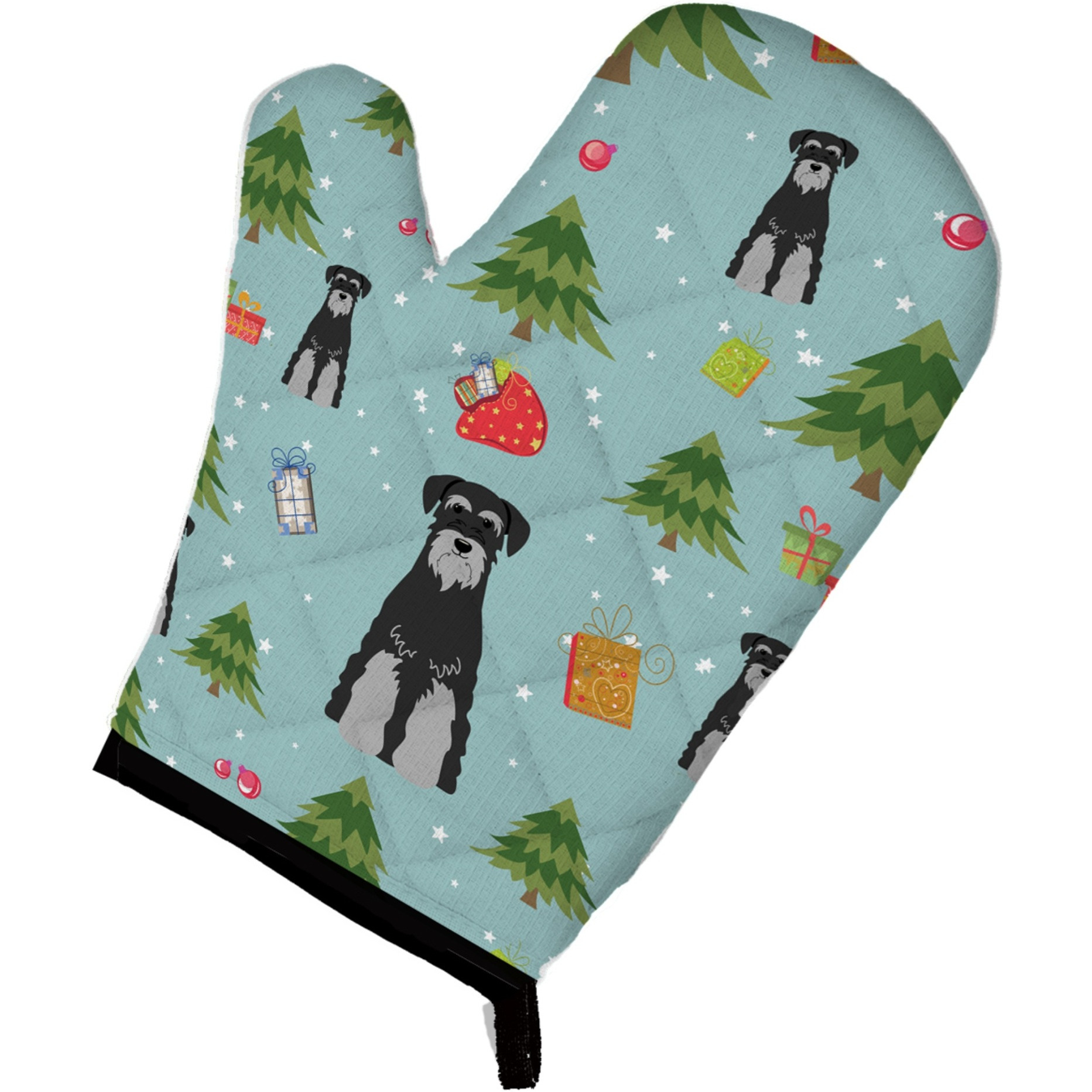 &quotCaroline's Treasures BB4694OVMT Christmas Standard Schnauzer Black Grey Oven Mitt, 12"" by 8.5"", Multicolor"