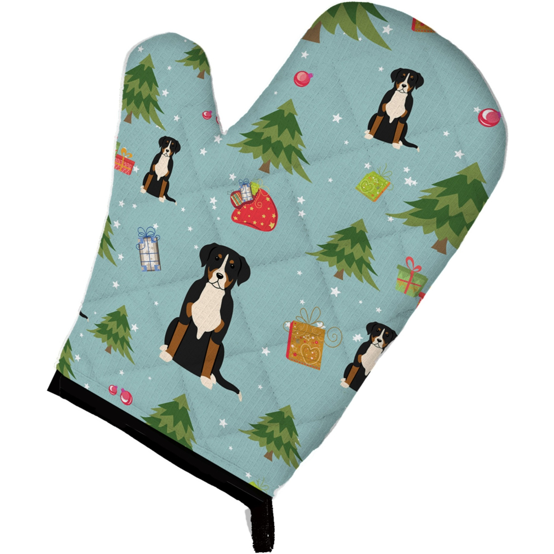 &quotCaroline's Treasures BB4697OVMT Christmas Greater Swiss Mountain Dog Oven Mitt, 12"" by 8.5"", Multicolor"