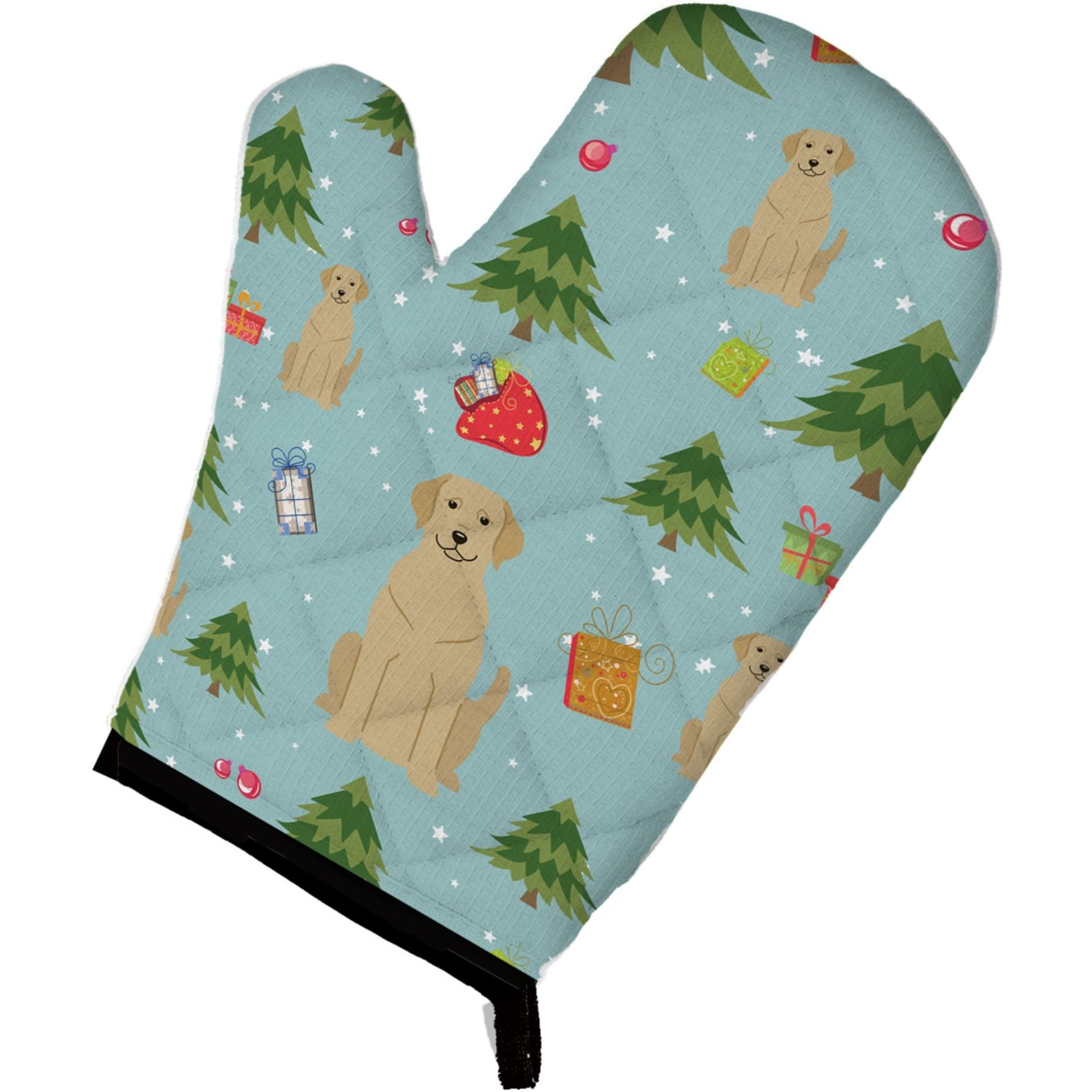 &quotCaroline's Treasures BB4715OVMT Christmas Yellow Labrador Oven Mitt, 12"" by 8.5"", Multicolor"