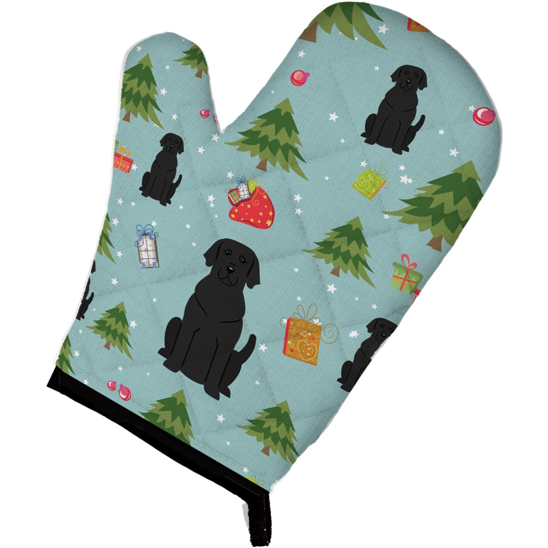 &quotCaroline's Treasures BB4717OVMT Christmas Black Labrador Oven Mitt, 12"" by 8.5"", Multicolor"