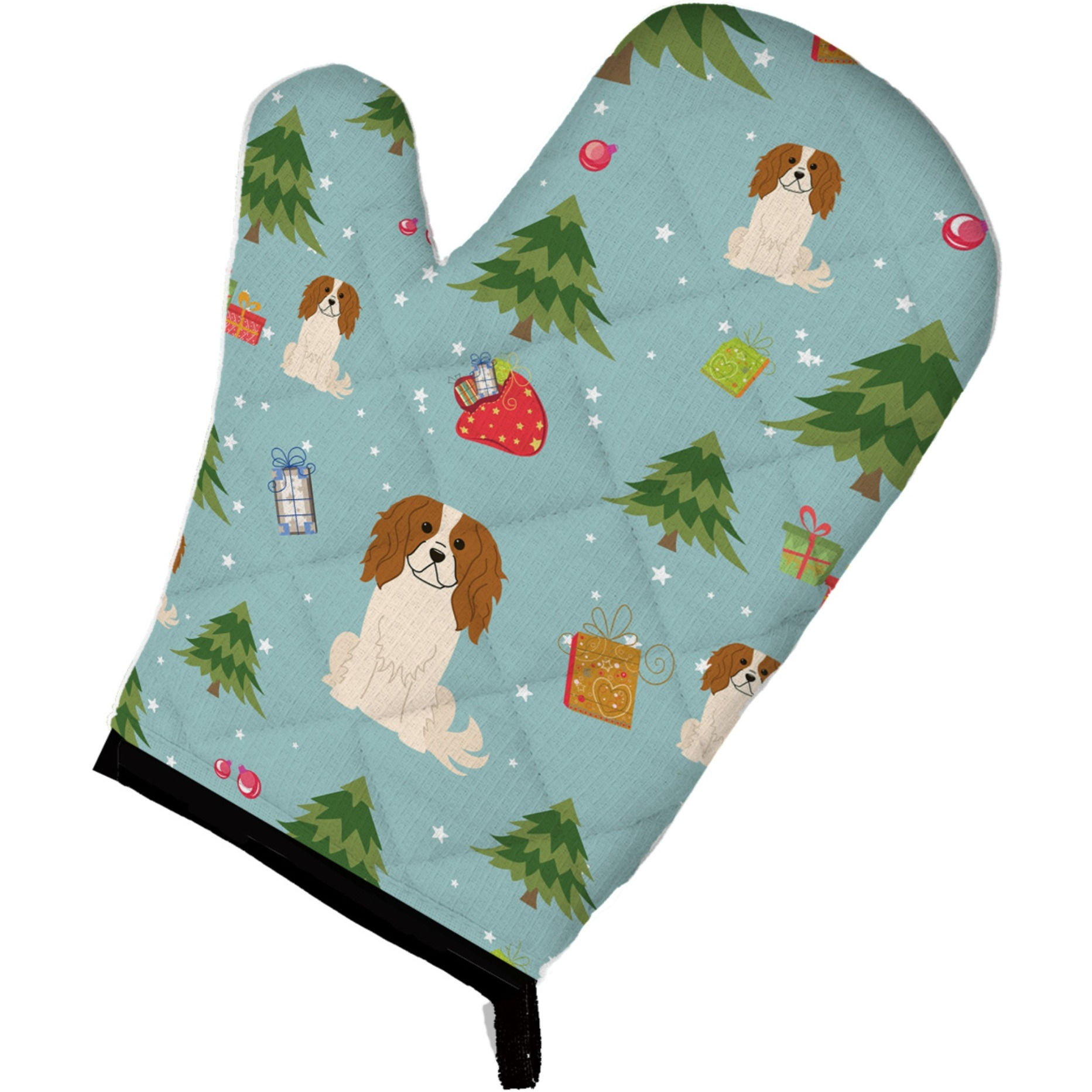 &quotCaroline's Treasures BB4718OVMT Christmas Cavalier Spaniel Oven Mitt, 12"" by 8.5"", Multicolor"
