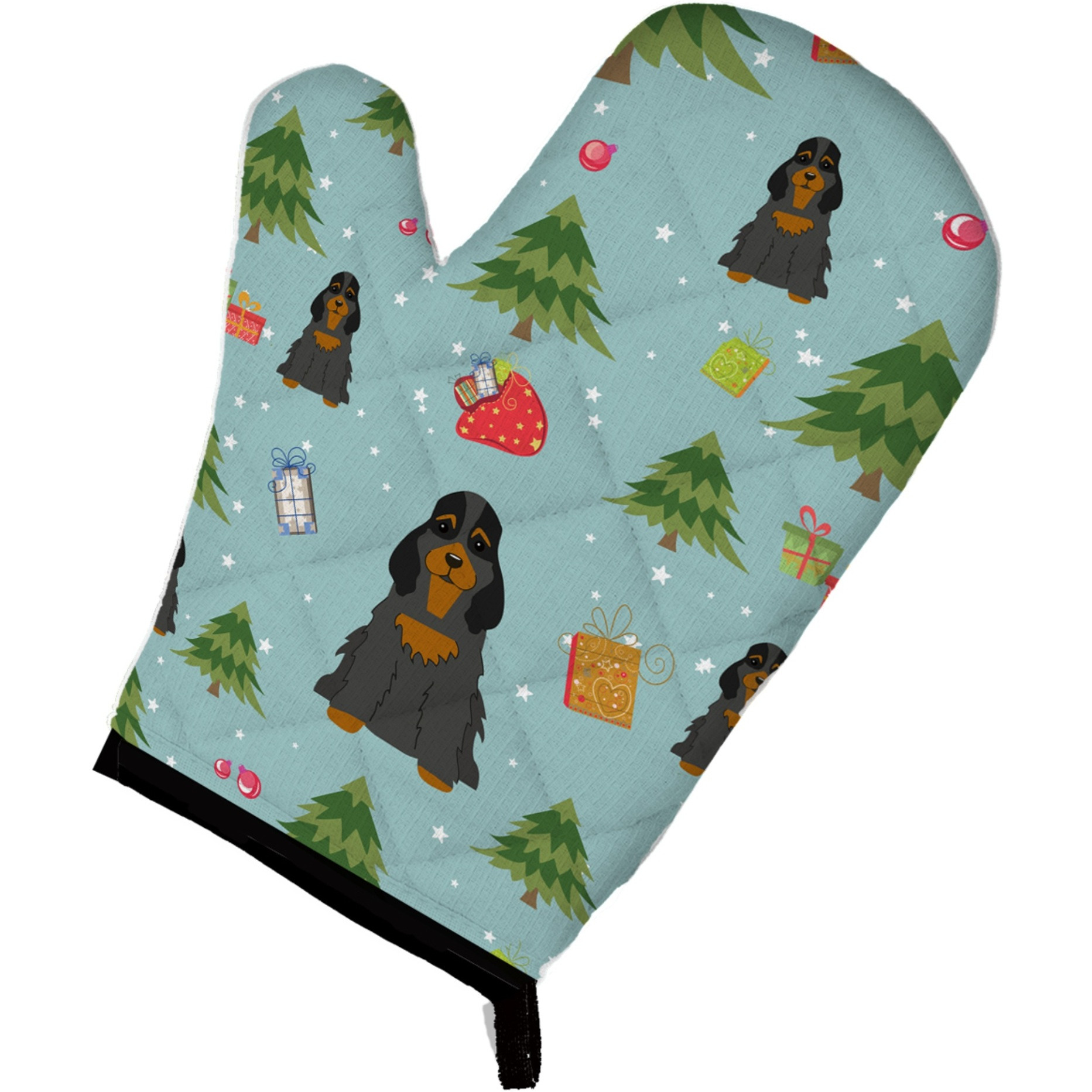 &quotCaroline's Treasures BB4753OVMT Christmas Cocker Spaniel Black Tan Oven Mitt, 12"" by 8.5"", Multicolor"