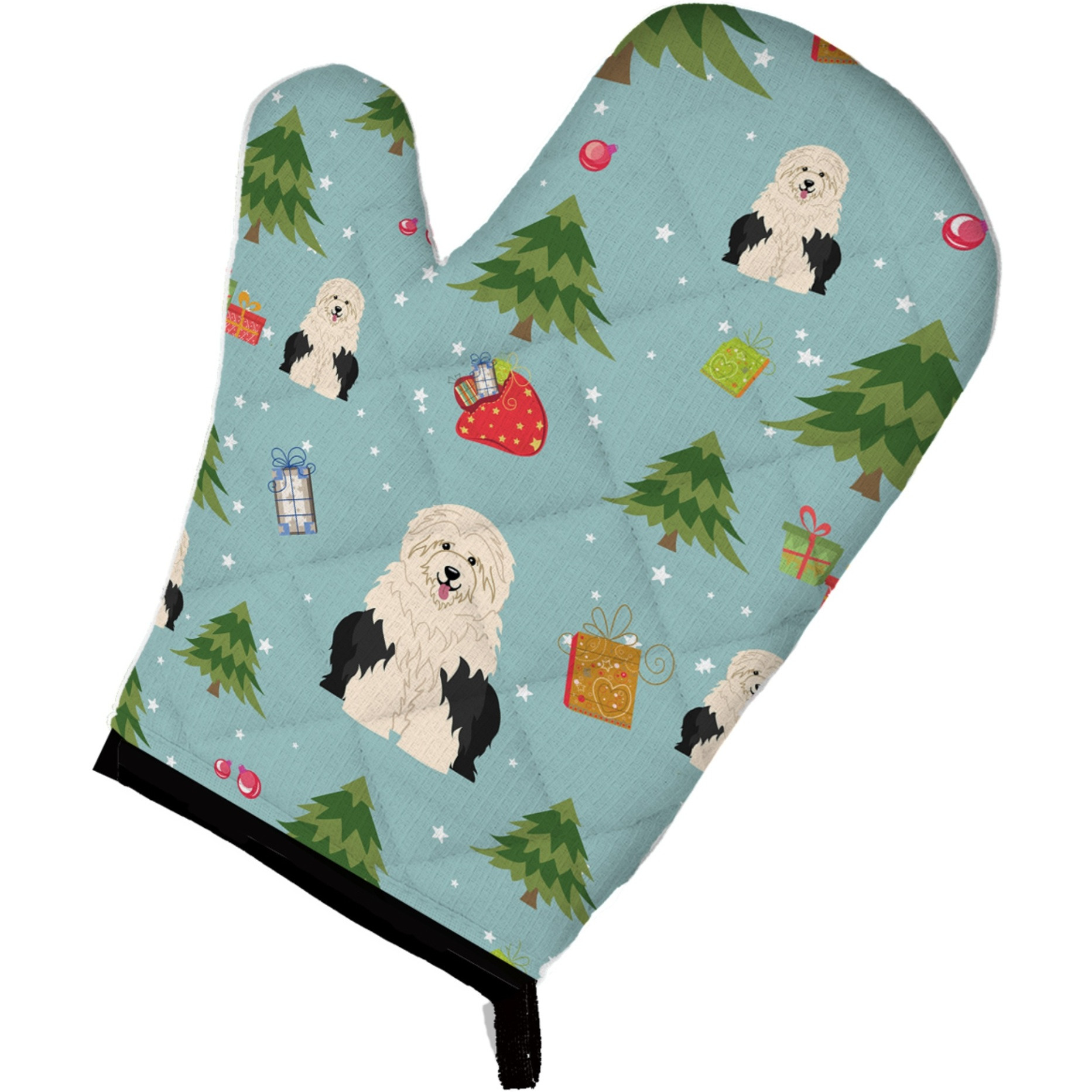 &quotCaroline's Treasures BB4756OVMT Christmas Old English Sheepdog Oven Mitt, 12"" by 8.5"", Multicolor"