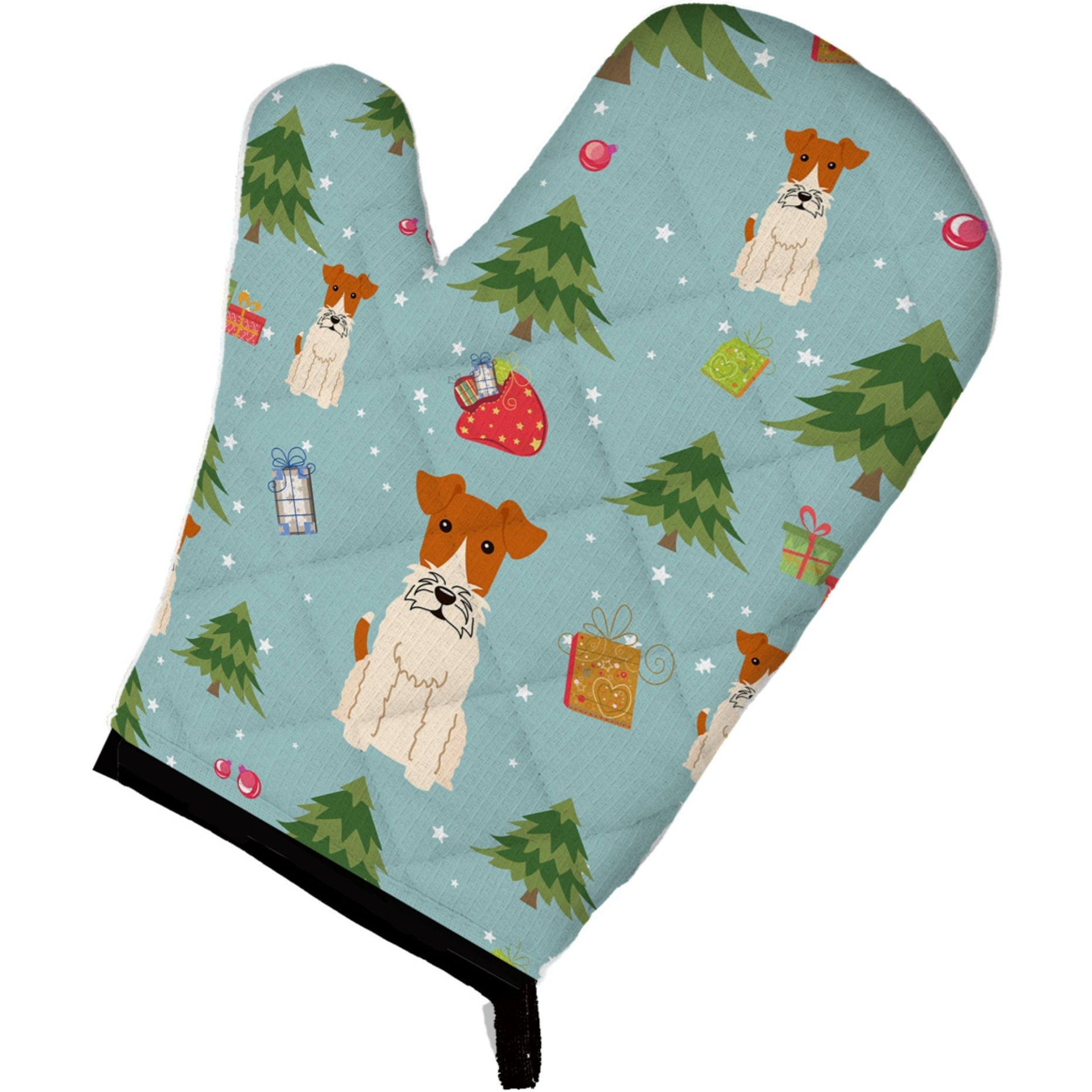 &quotCaroline's Treasures BB4761OVMT Christmas Wire Fox Terrier Oven Mitt, 12"" by 8.5"", Multicolor"