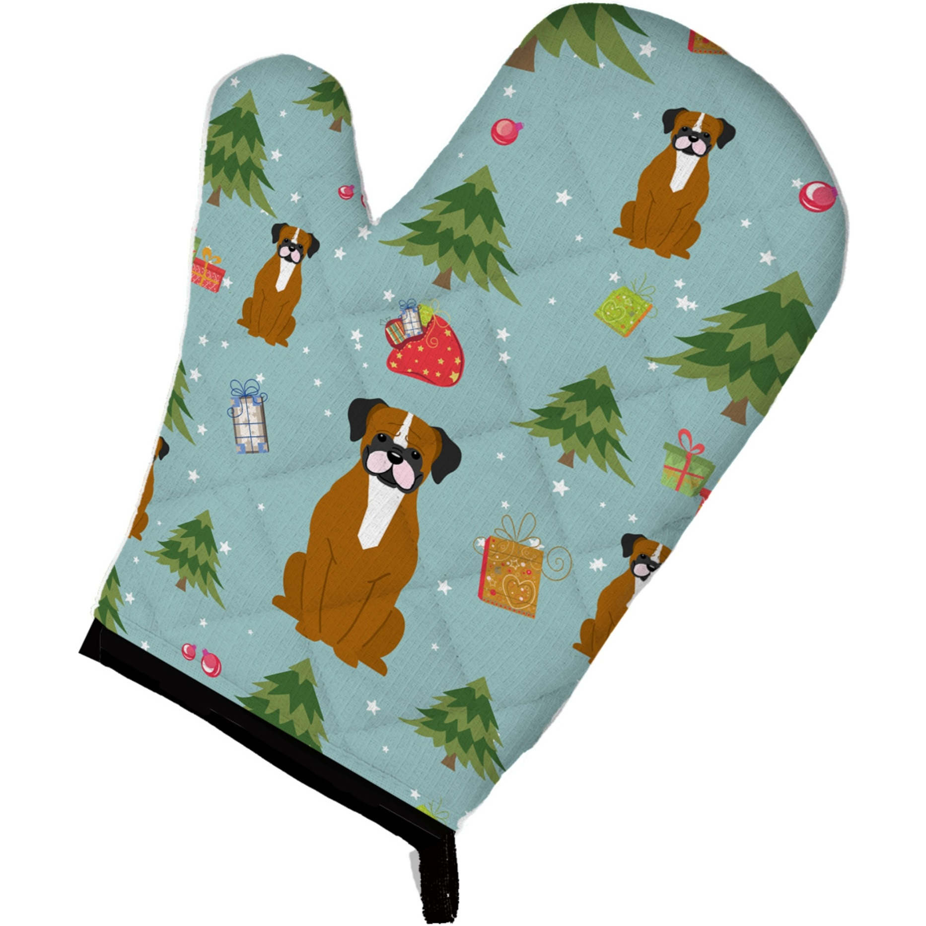 &quotCaroline's Treasures BB4776OVMT Christmas Flashy Fawn Boxer Oven Mitt, 12"" by 8.5"", Multicolor"