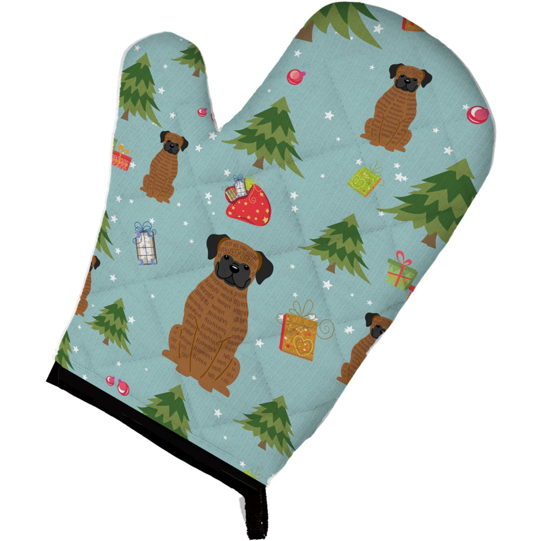 &quotCaroline's Treasures BB4777OVMT Christmas Brindle Boxer Oven Mitt, 12"" by 8.5"", Multicolor"