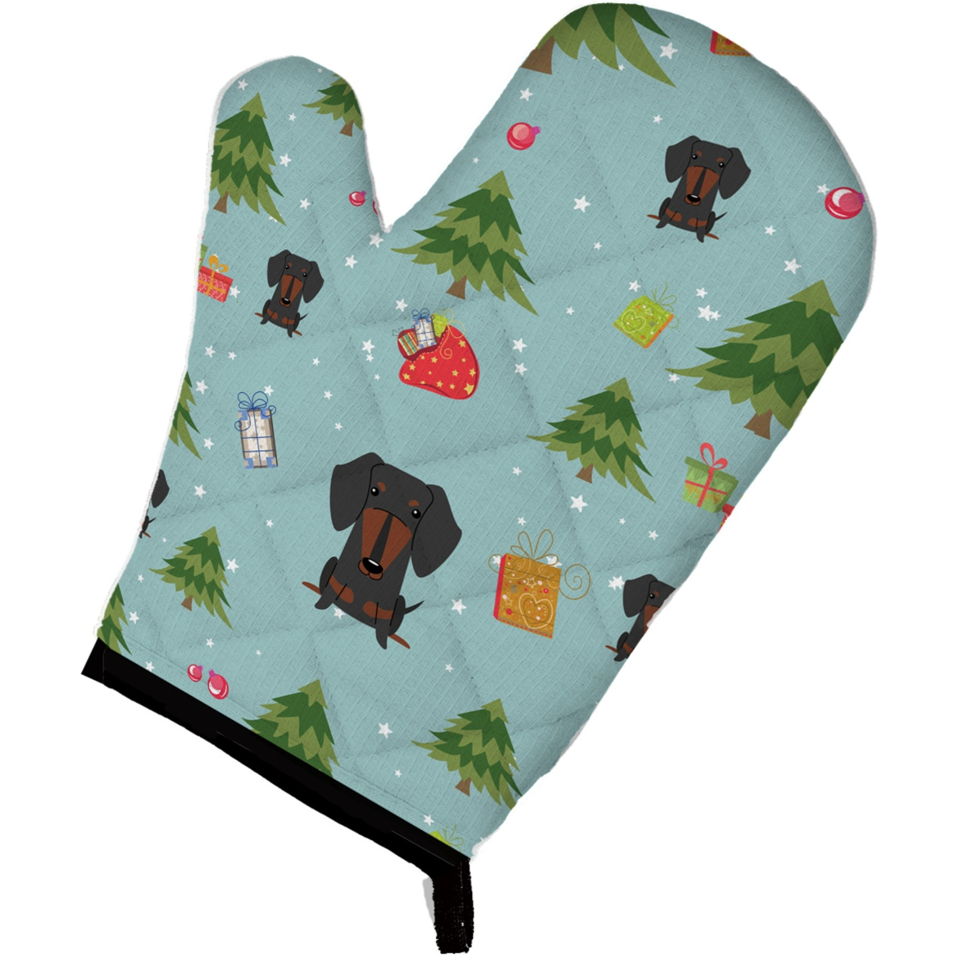 &quotCaroline's Treasures BB4792OVMT Christmas Dachshund Black Tan Oven Mitt, 12"" by 8.5"", Multicolor"