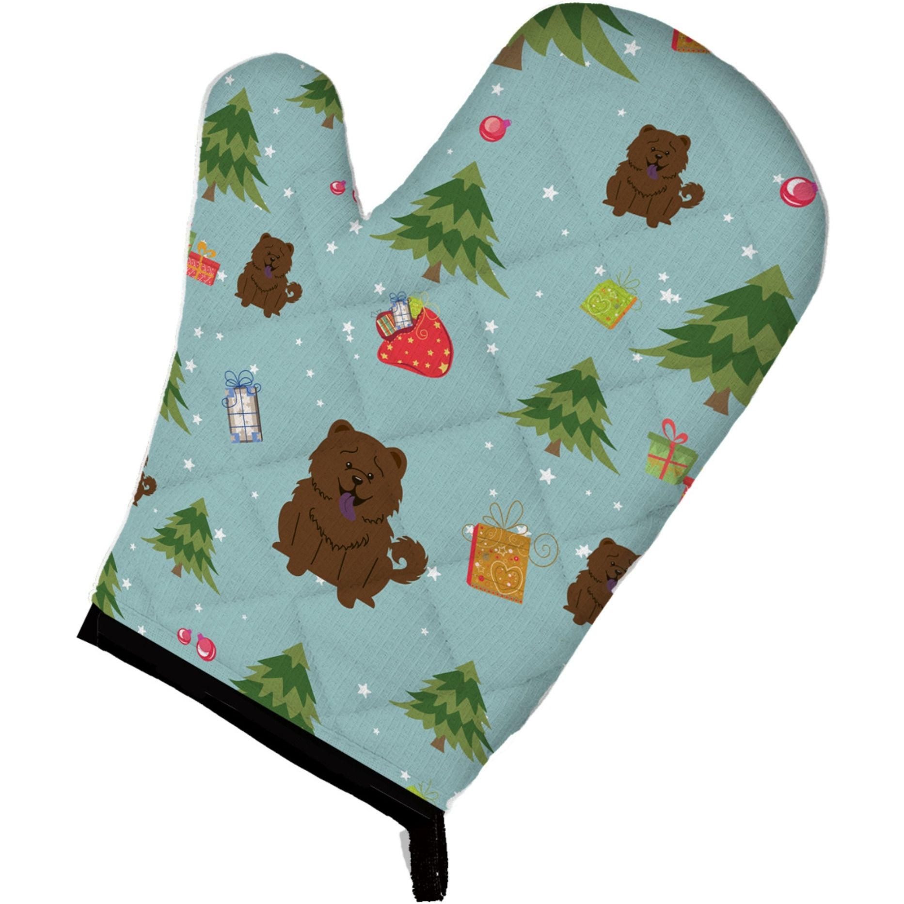 &quotCaroline's Treasures BB4801OVMT Christmas Chow Chocolate Oven Mitt, 12"" by 8.5"", Multicolor"