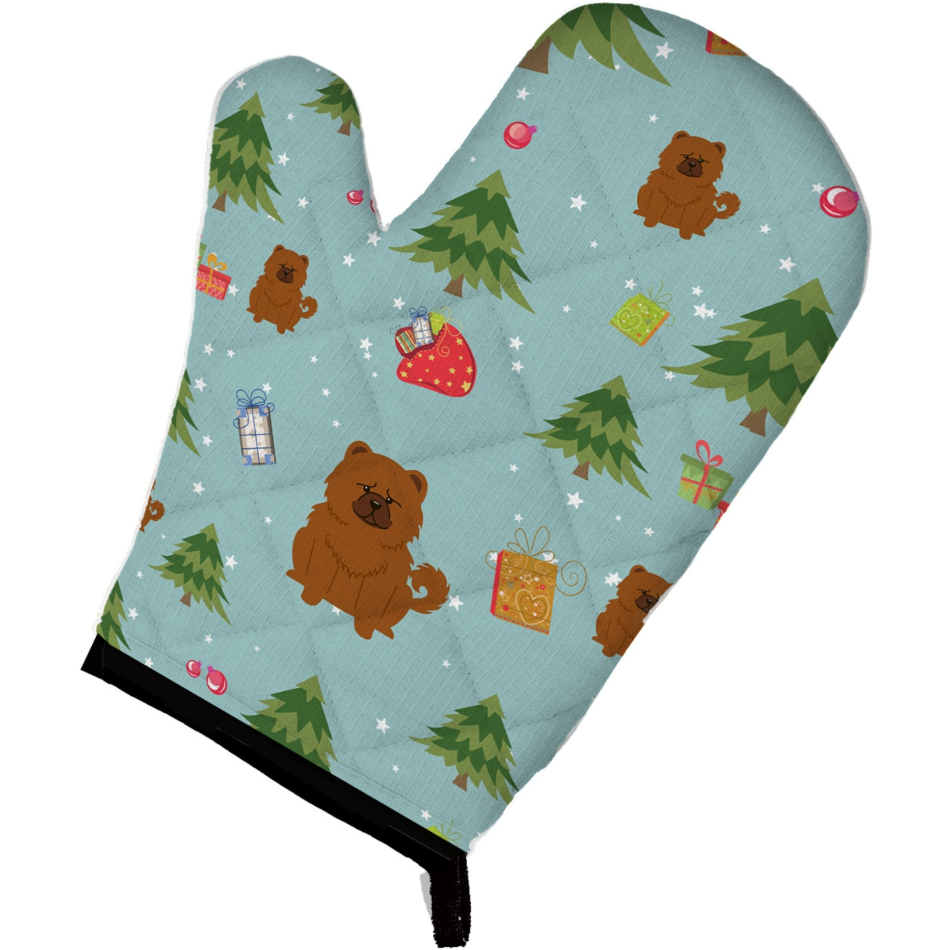 &quotCaroline's Treasures BB4802OVMT Christmas Chow Red Oven Mitt, 12"" by 8.5"", Multicolor"