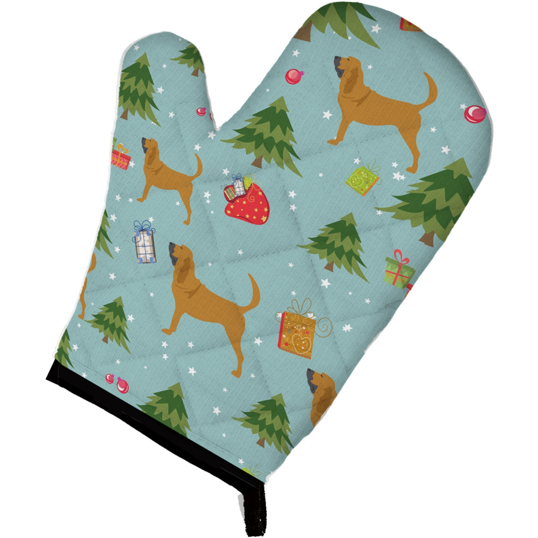 &quotCaroline's Treasures BB4808OVMT Christmas Bloodhound Oven Mitt, 12"" by 8.5"", Multicolor"