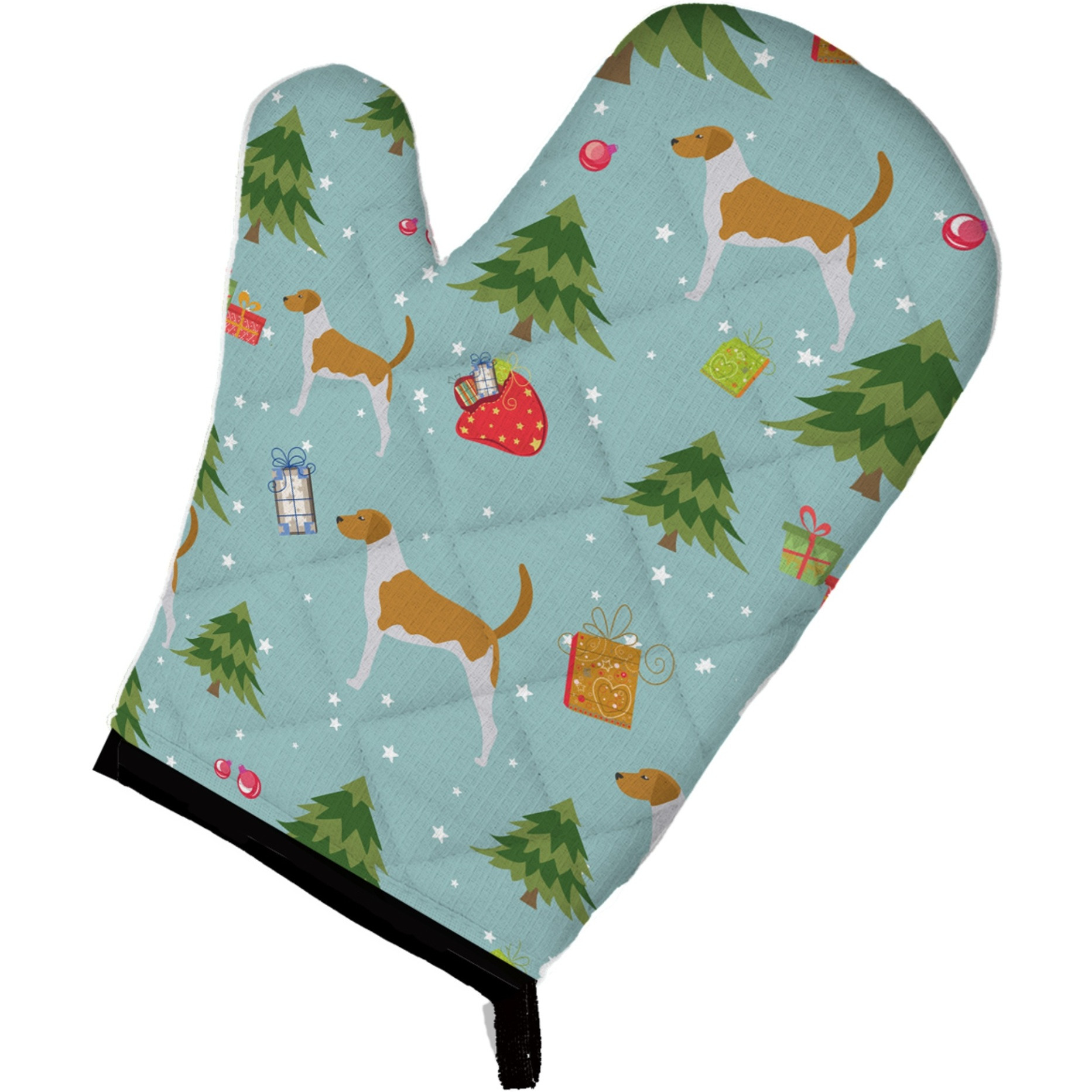 &quotCaroline's Treasures BB4822OVMT Christmas American Foxhound Oven Mitt, 12"" by 8.5"", Multicolor"
