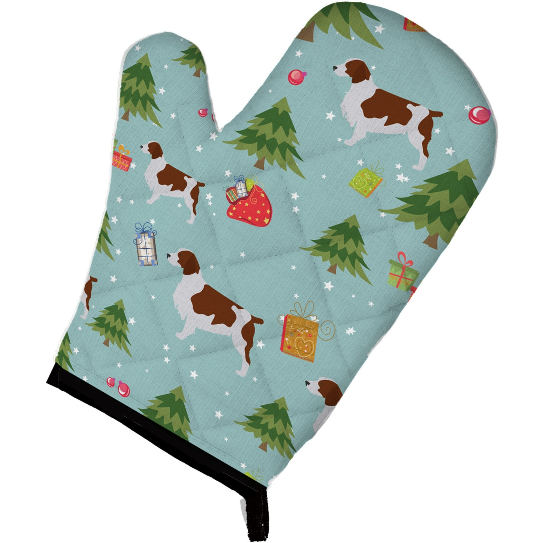 &quotCaroline's Treasures BB4824OVMT Christmas Welsh Springer Spaniel Oven Mitt, 12"" by 8.5"", Multicolor"