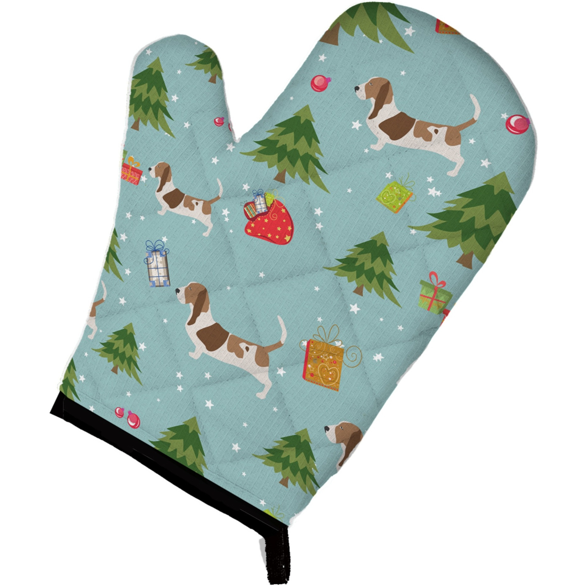 &quotCaroline's Treasures BB4826OVMT Christmas Basset Hound Oven Mitt, 12"" by 8.5"", Multicolor"