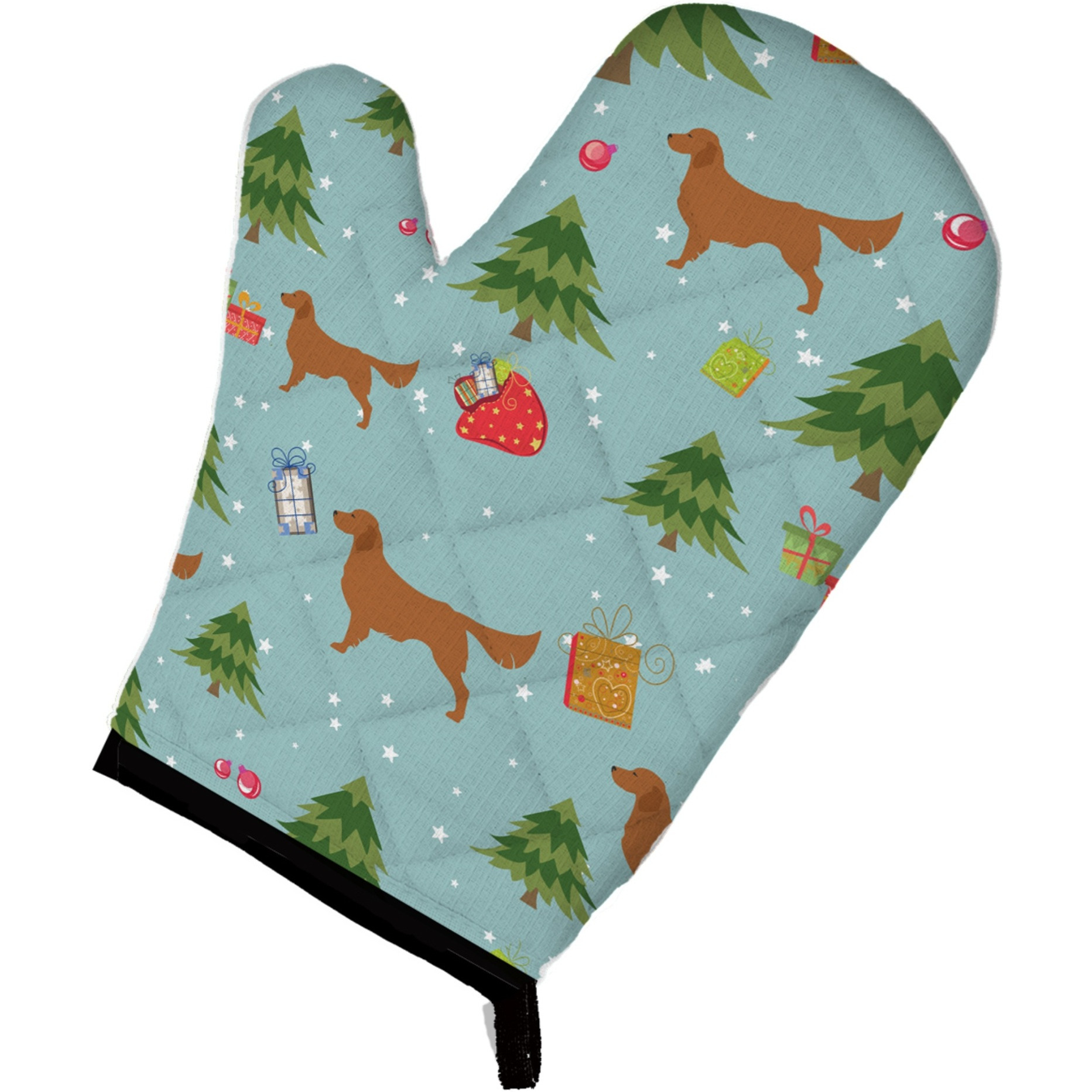 &quotCaroline's Treasures BB4828OVMT Christmas Golden Retriever Oven Mitt, 12"" by 8.5"", Multicolor"