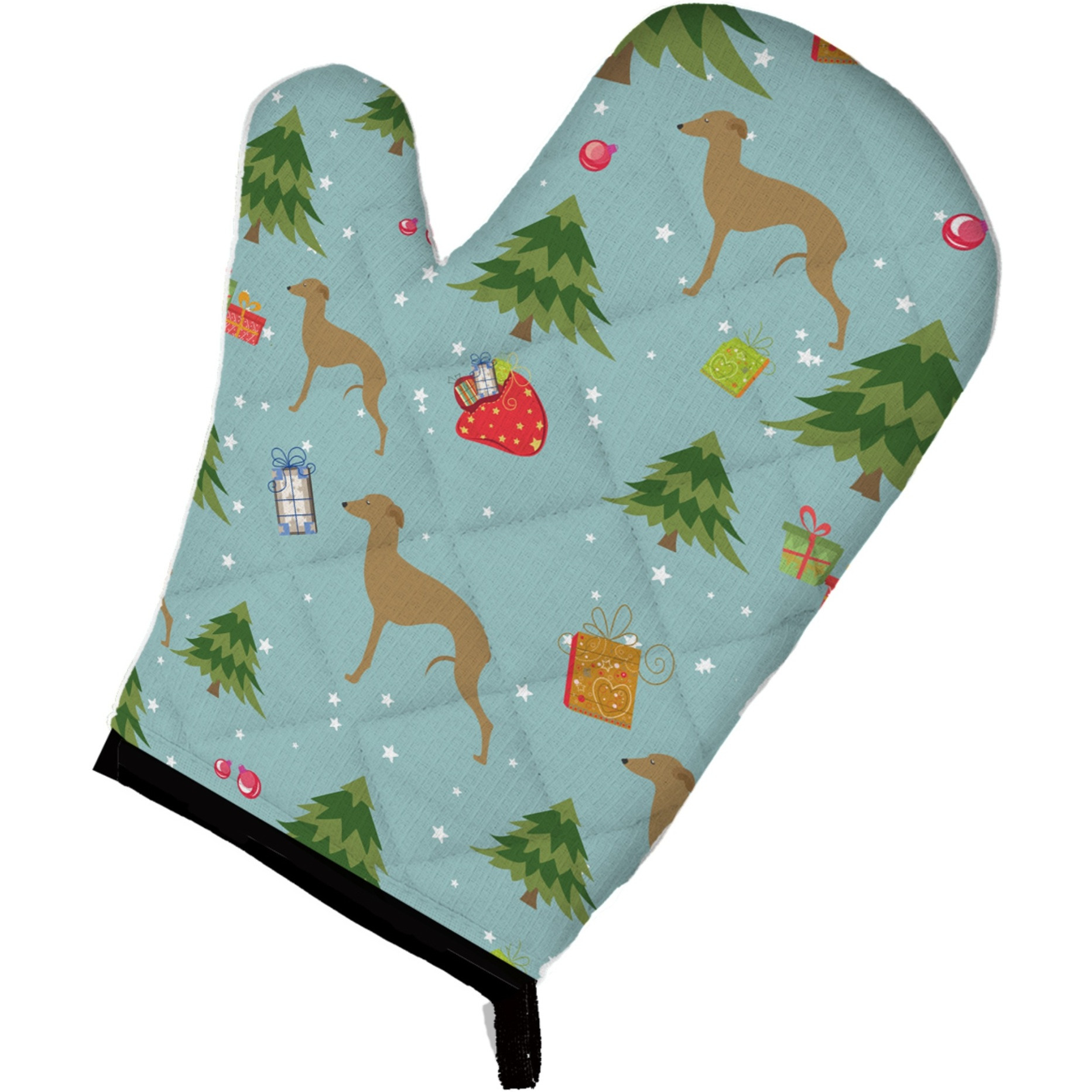 &quotCaroline's Treasures BB4838OVMT Christmas Italian Greyhound Oven Mitt, 12"" by 8.5"", Multicolor"