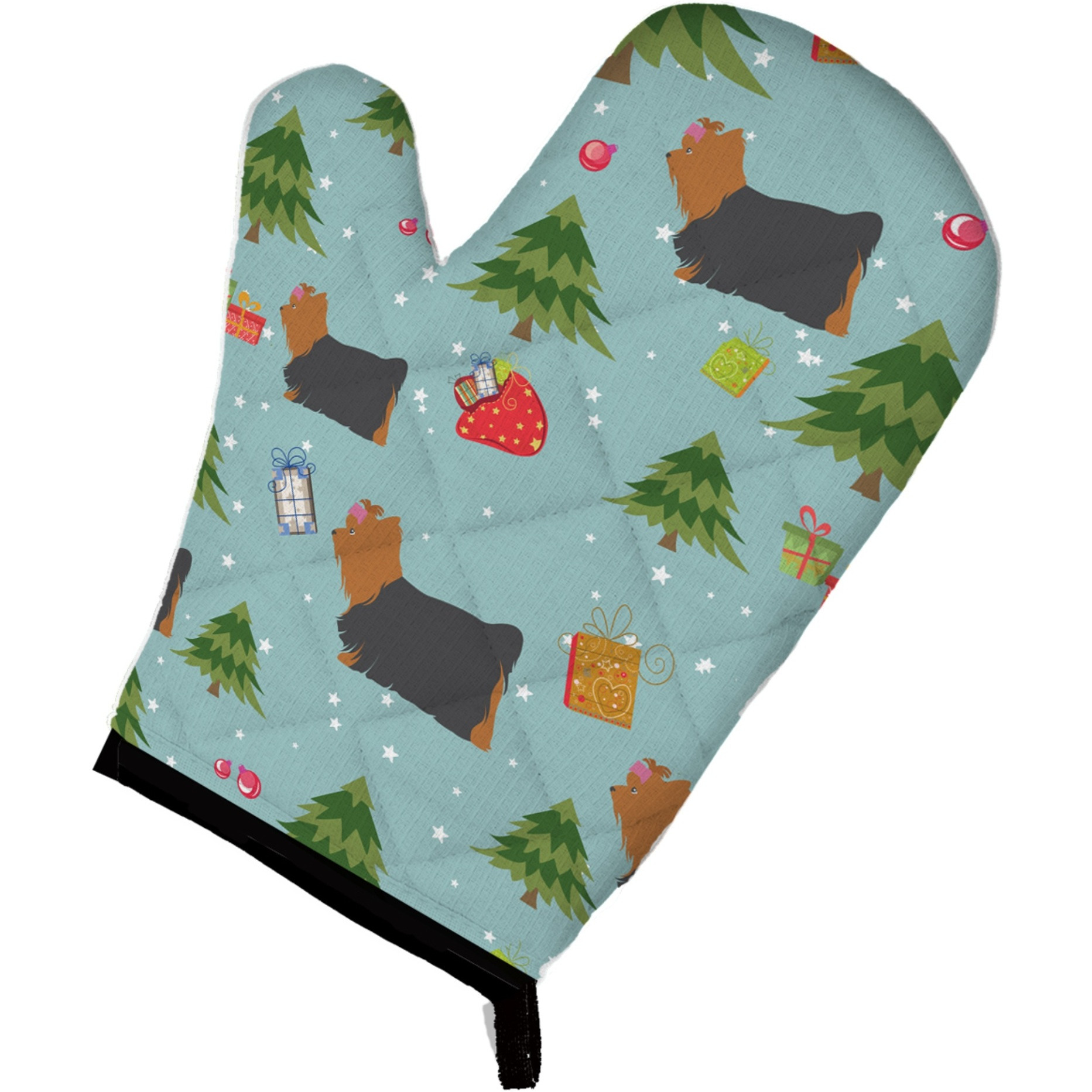 &quotCaroline's Treasures BB4858OVMT Christmas Yorkshire Terrier Yorkie Oven Mitt, 12"" by 8.5"", Multicolor"