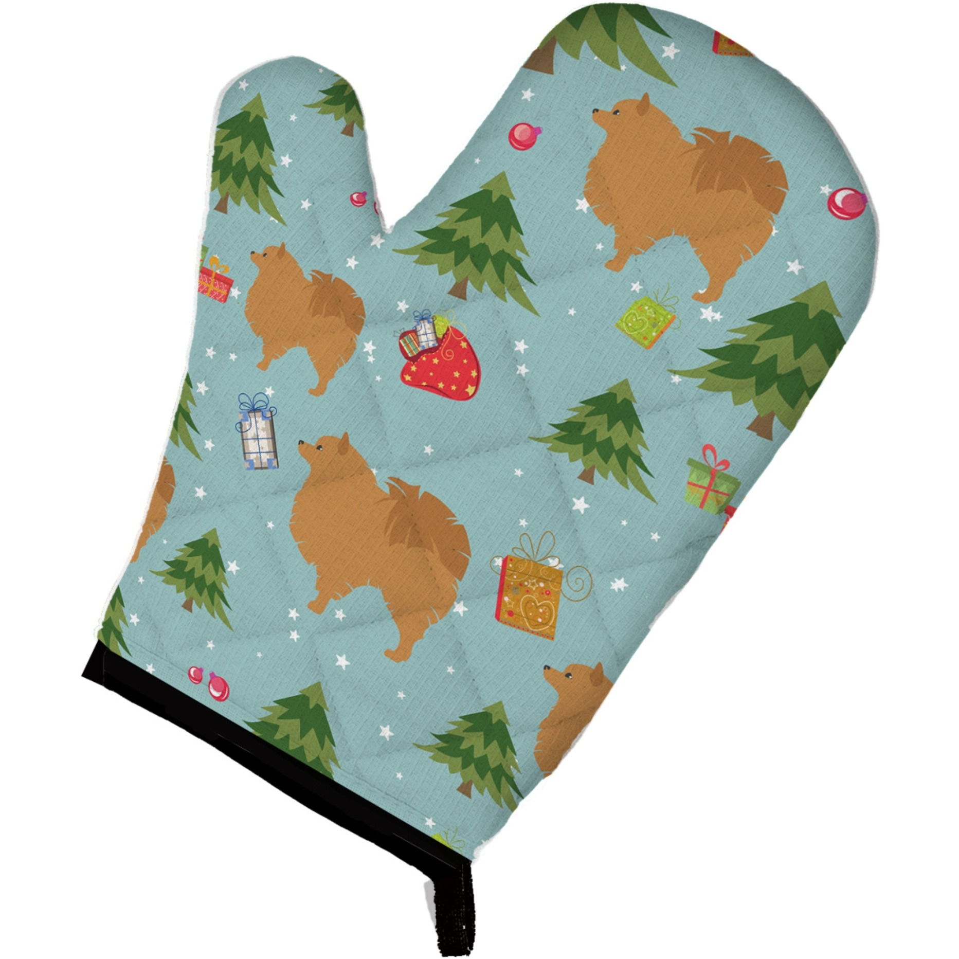 &quotCaroline's Treasures BB4866OVMT Christmas Pomeranian Oven Mitt, 12"" by 8.5"", Multicolor"