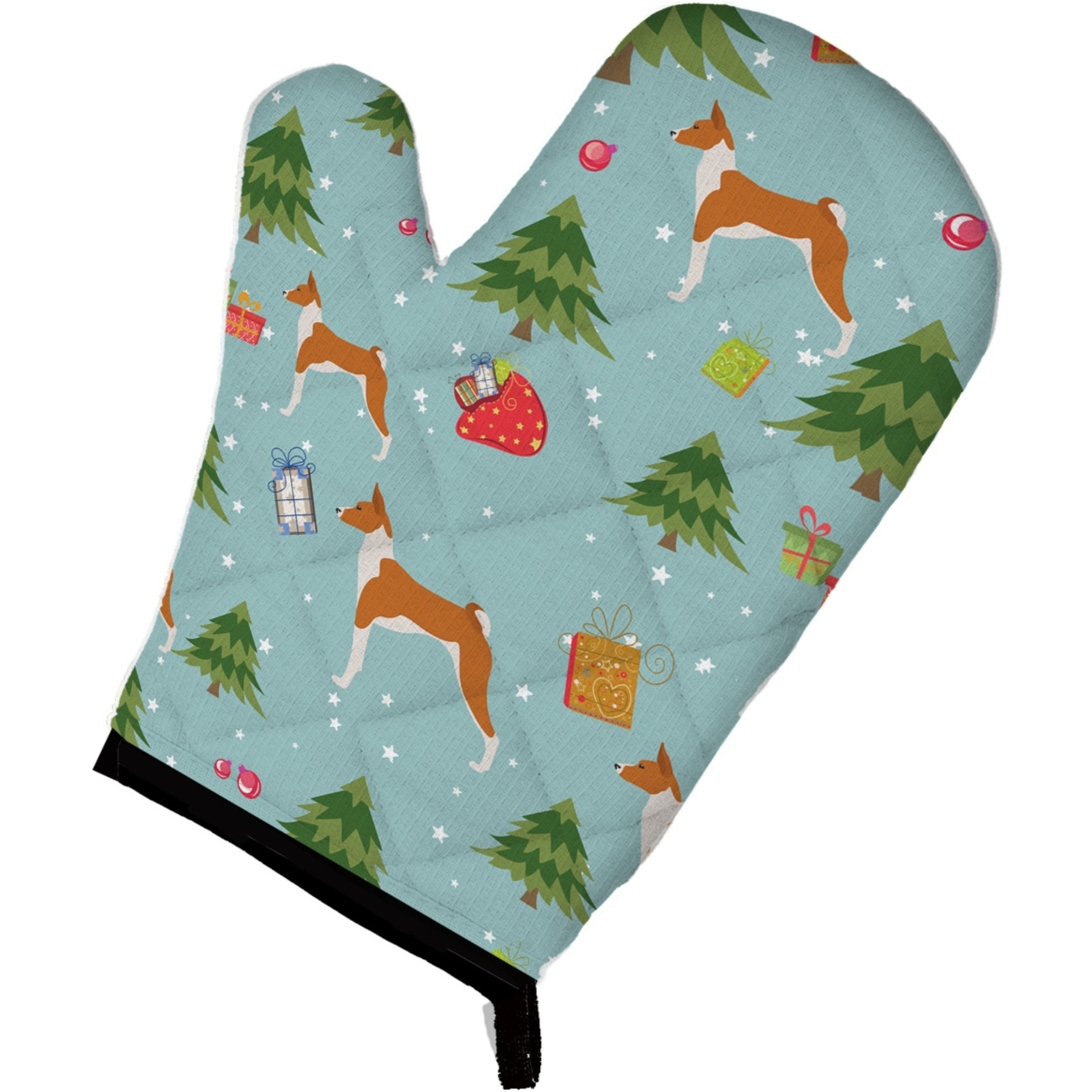 &quotCaroline's Treasures BB4898OVMT Christmas Basenji Oven Mitt, 12"" by 8.5"", Multicolor"