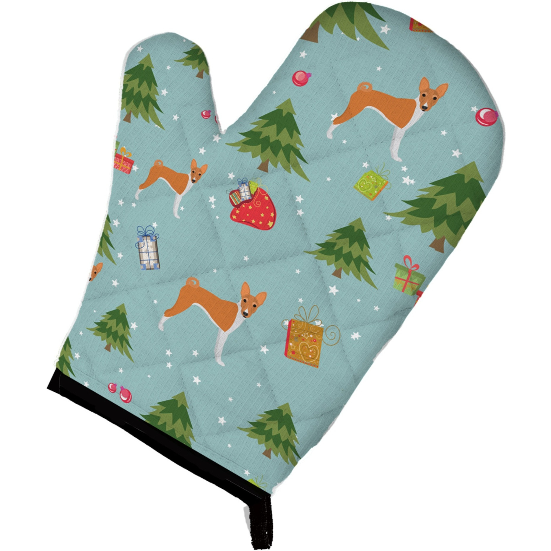 &quotCaroline's Treasures BB4908OVMT Christmas Basenji Oven Mitt, 12"" by 8.5"", Multicolor"