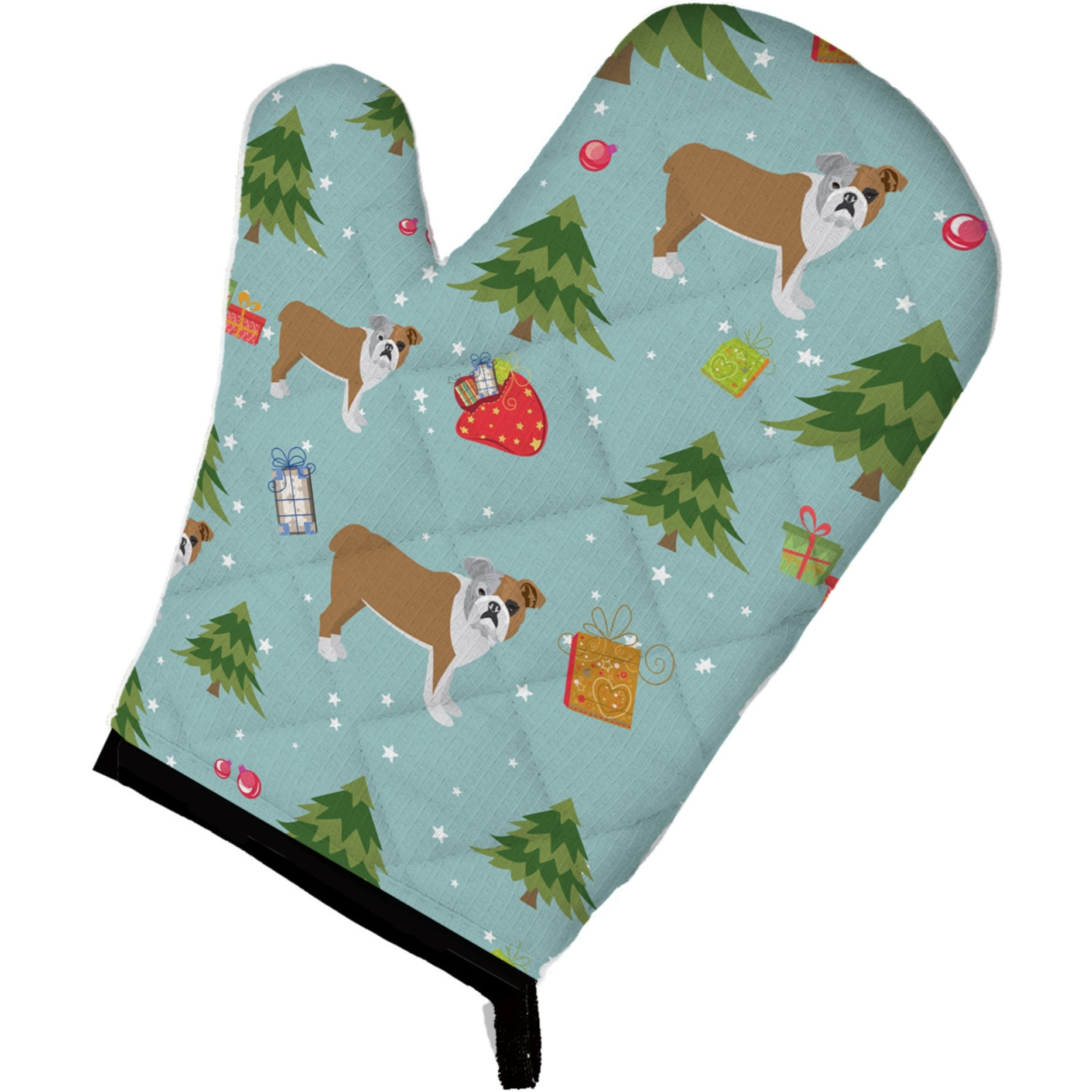 &quotCaroline's Treasures BB4917OVMT Christmas English Bulldog Oven Mitt, 12"" by 8.5"", Multicolor"